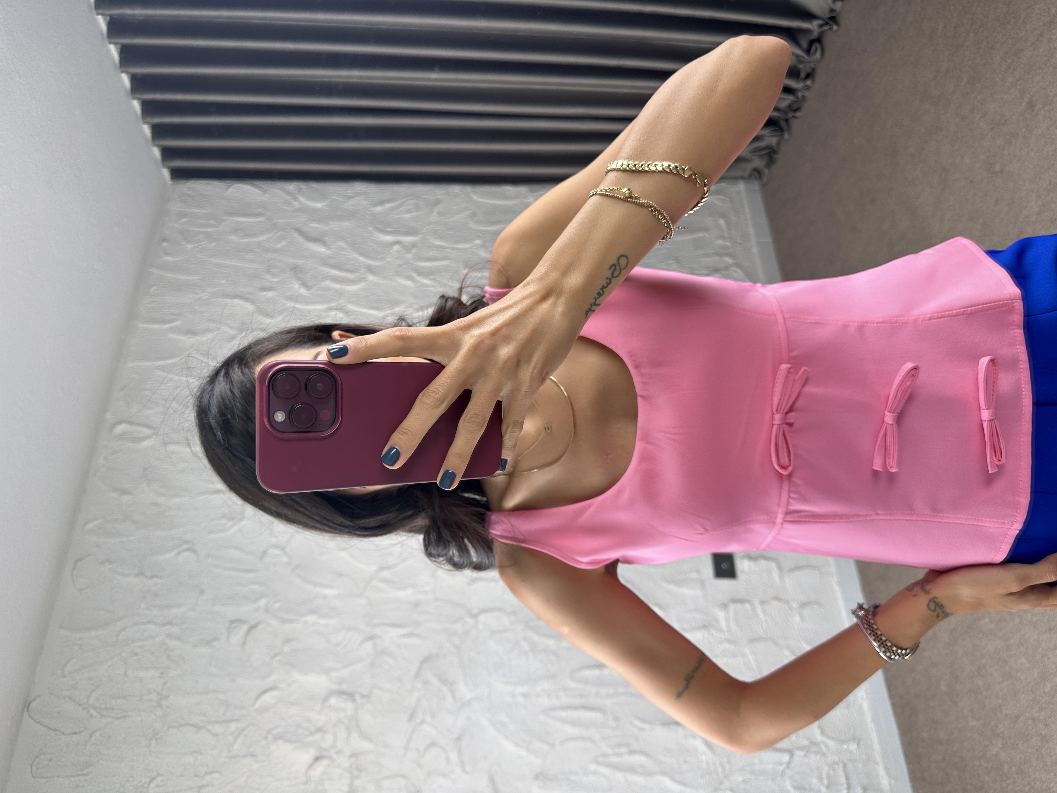 Fiyonklu Pembe Bluz