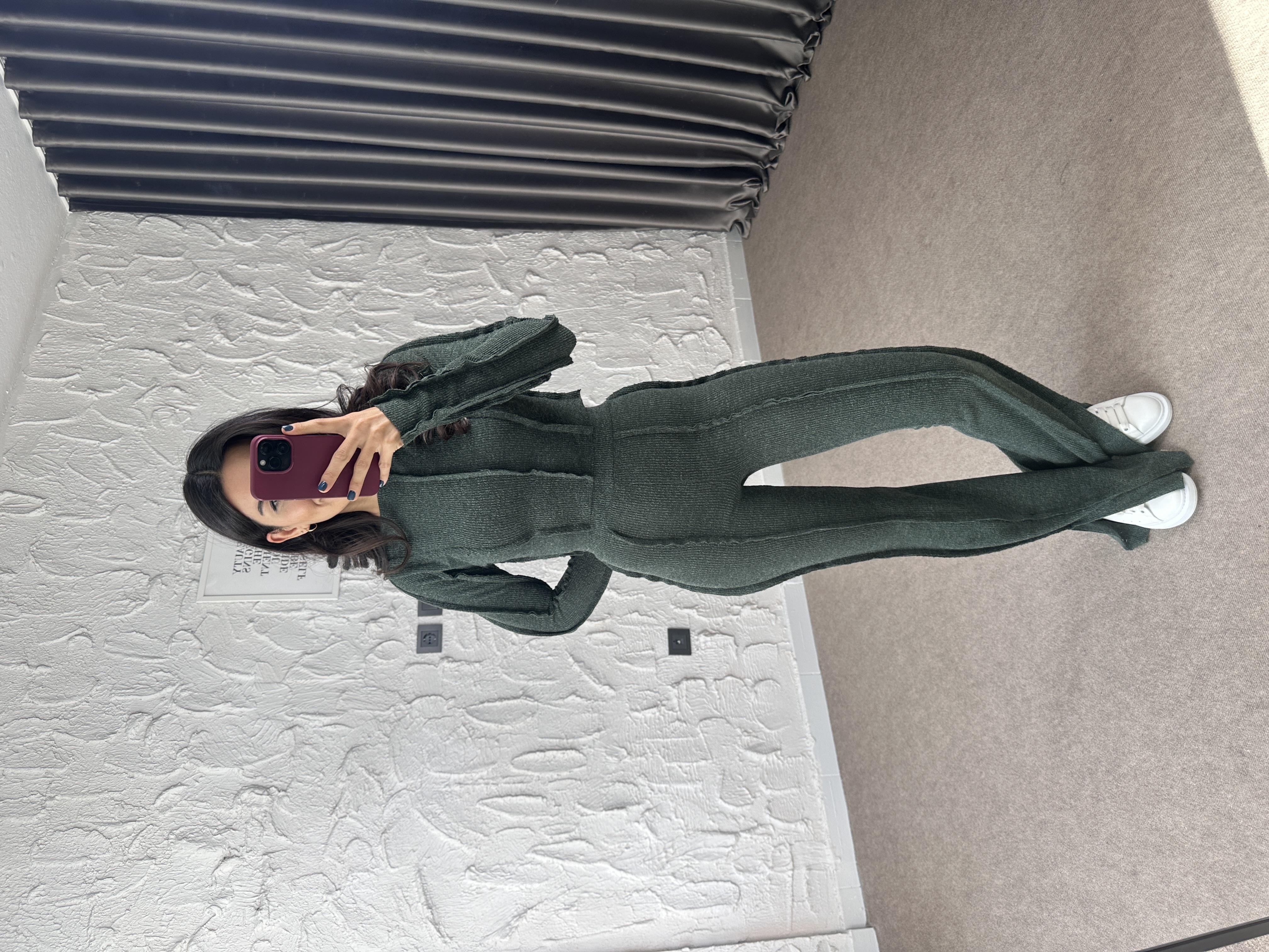 Haki Ters Dikişli Kırçıllı Takım