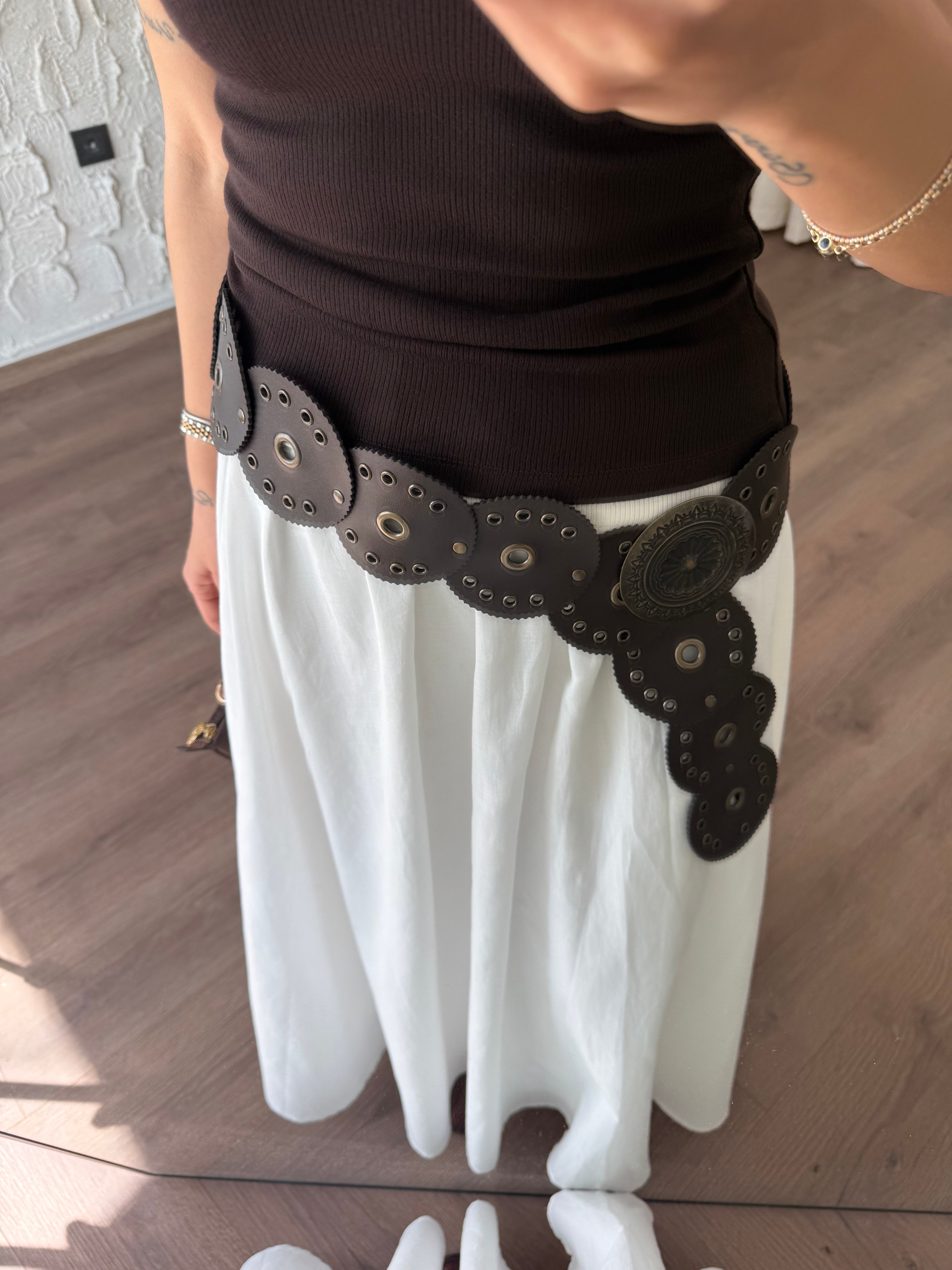 Kahve Eskitme Tokalı Shakira Kemer