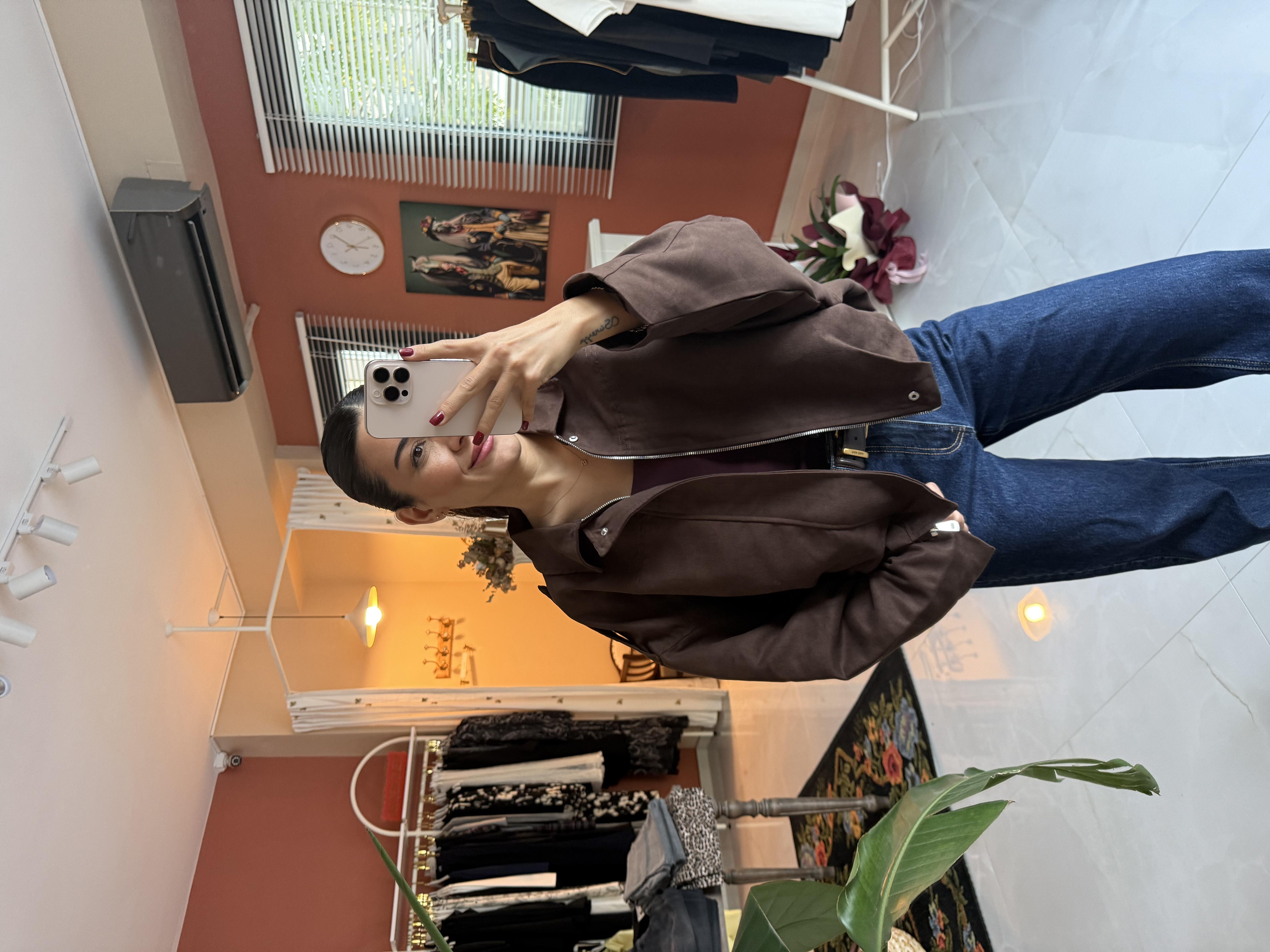 Kahverengi Süet Bomber Ceket