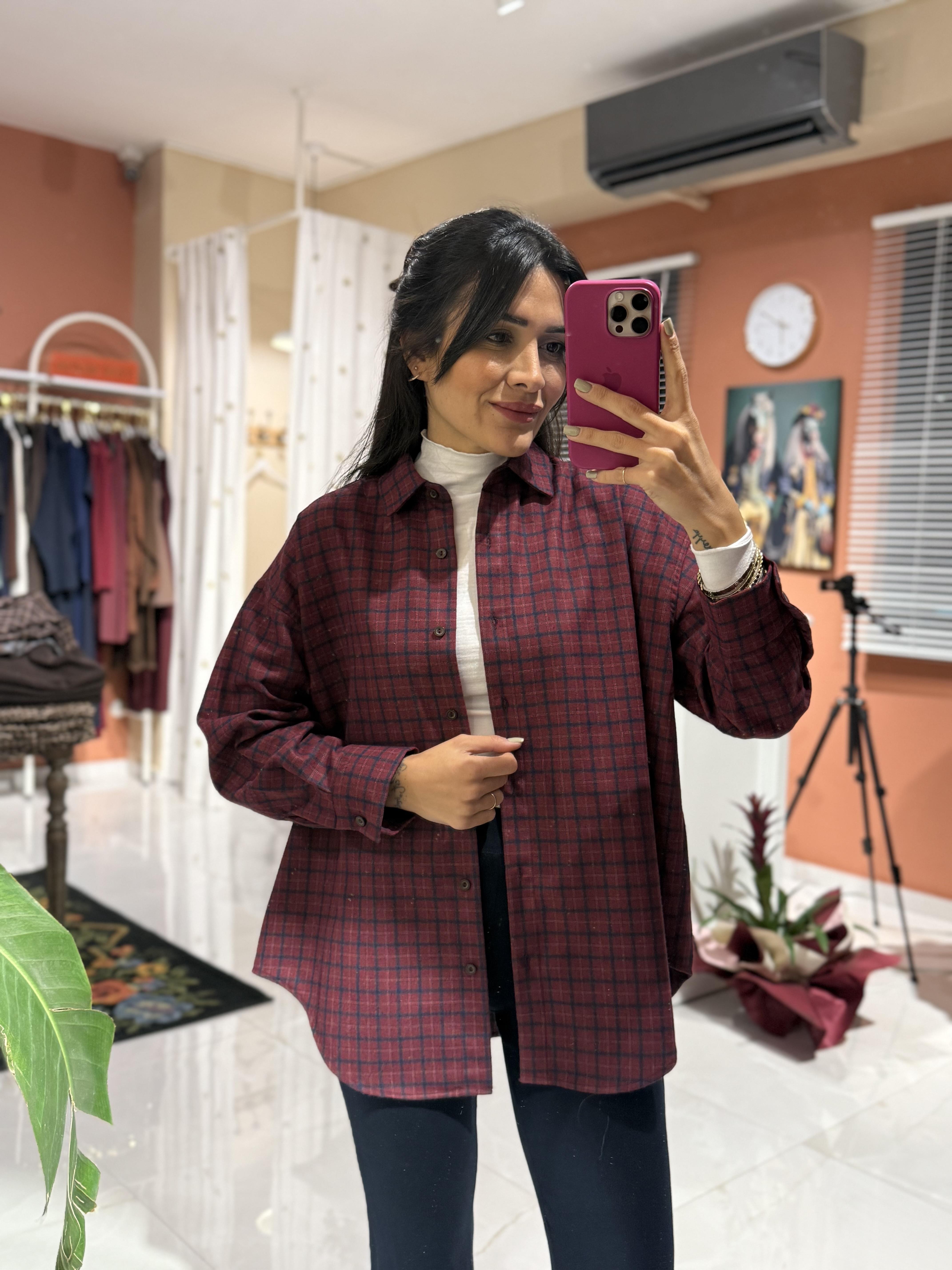 Kırmızı-Lacivert Ekoseli Oduncu Gömlek