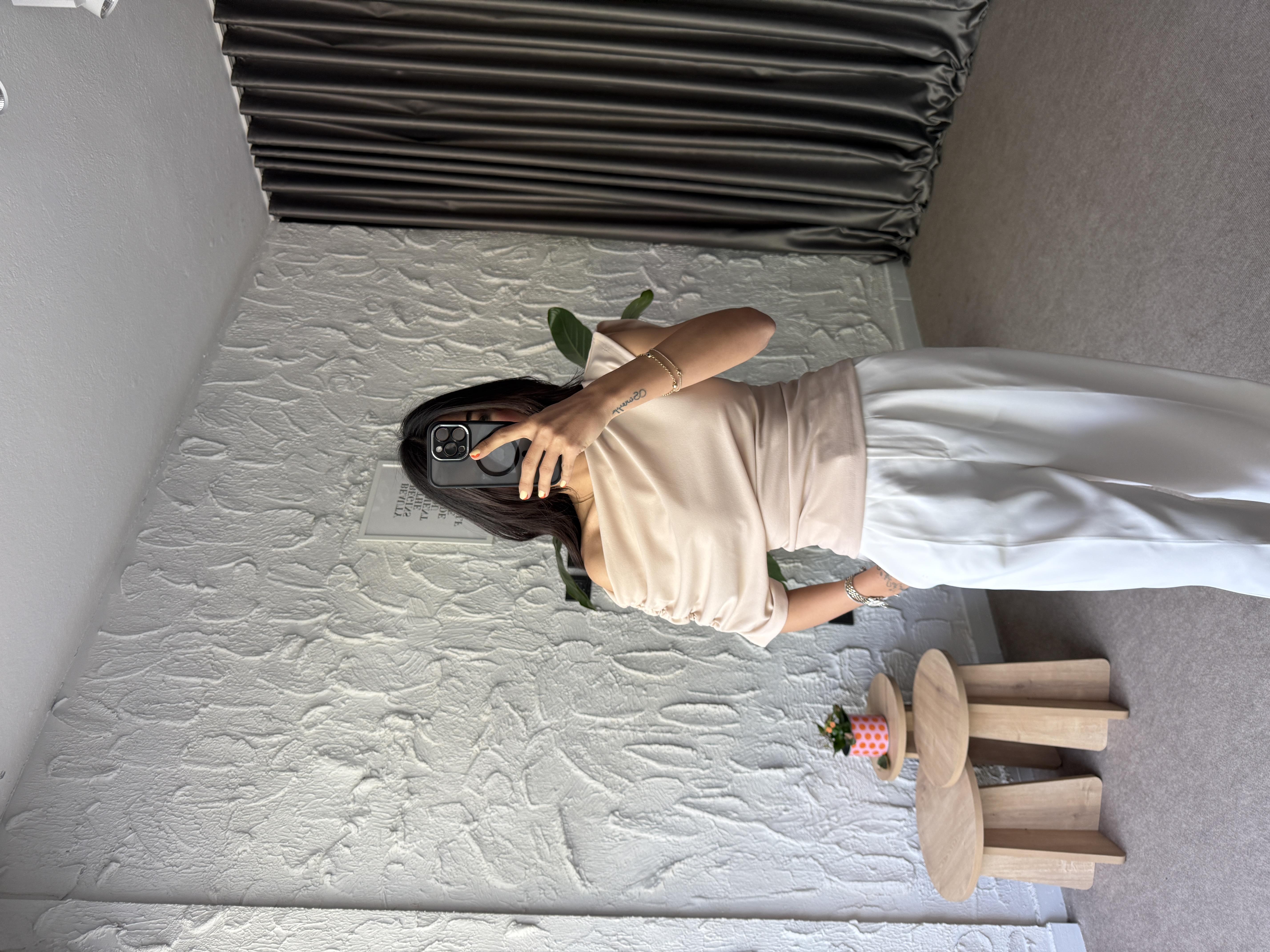 Kol Drapeli Bluz - Taş