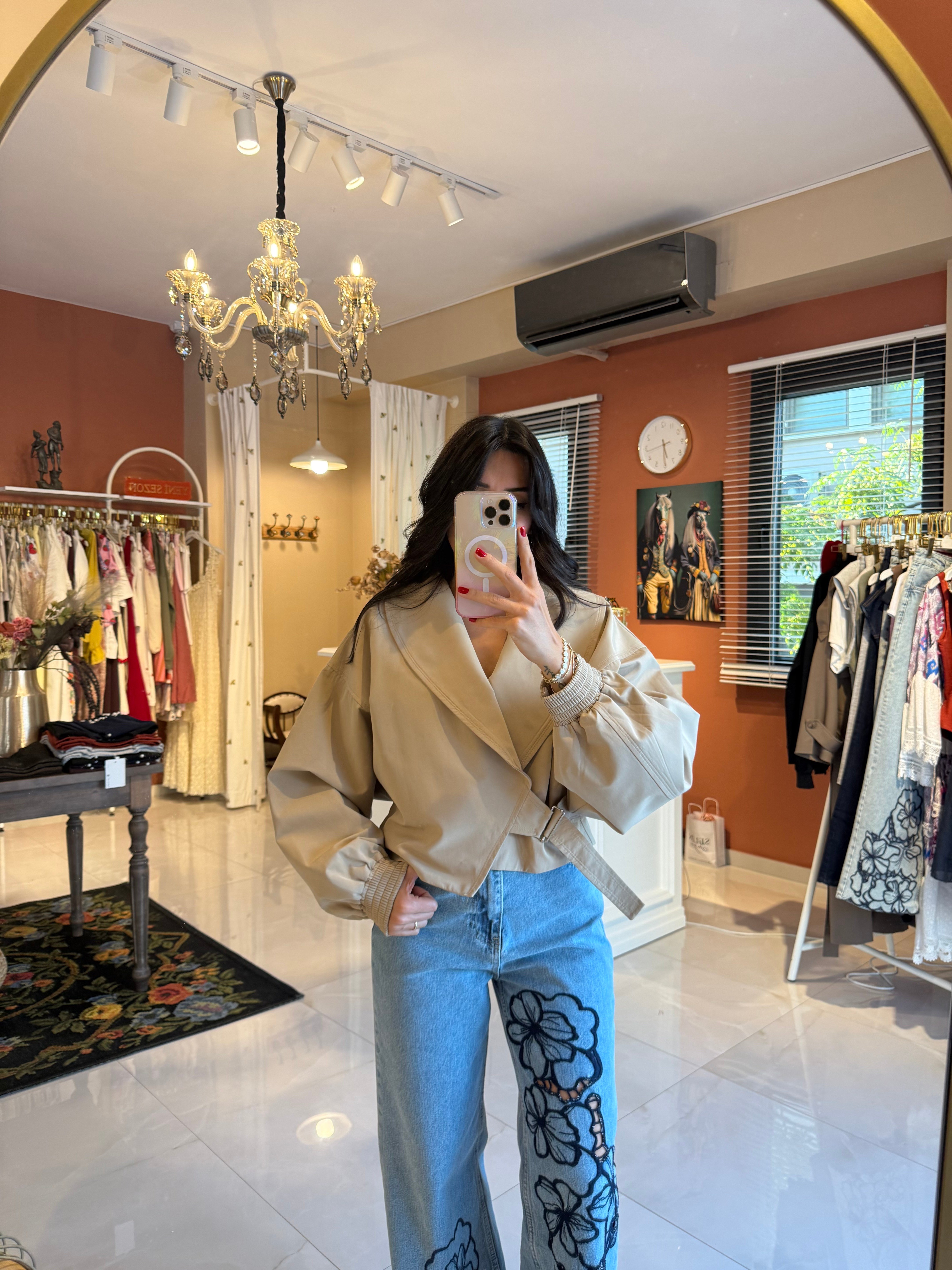 Kruvaze Model Bej Bomber Ceket
