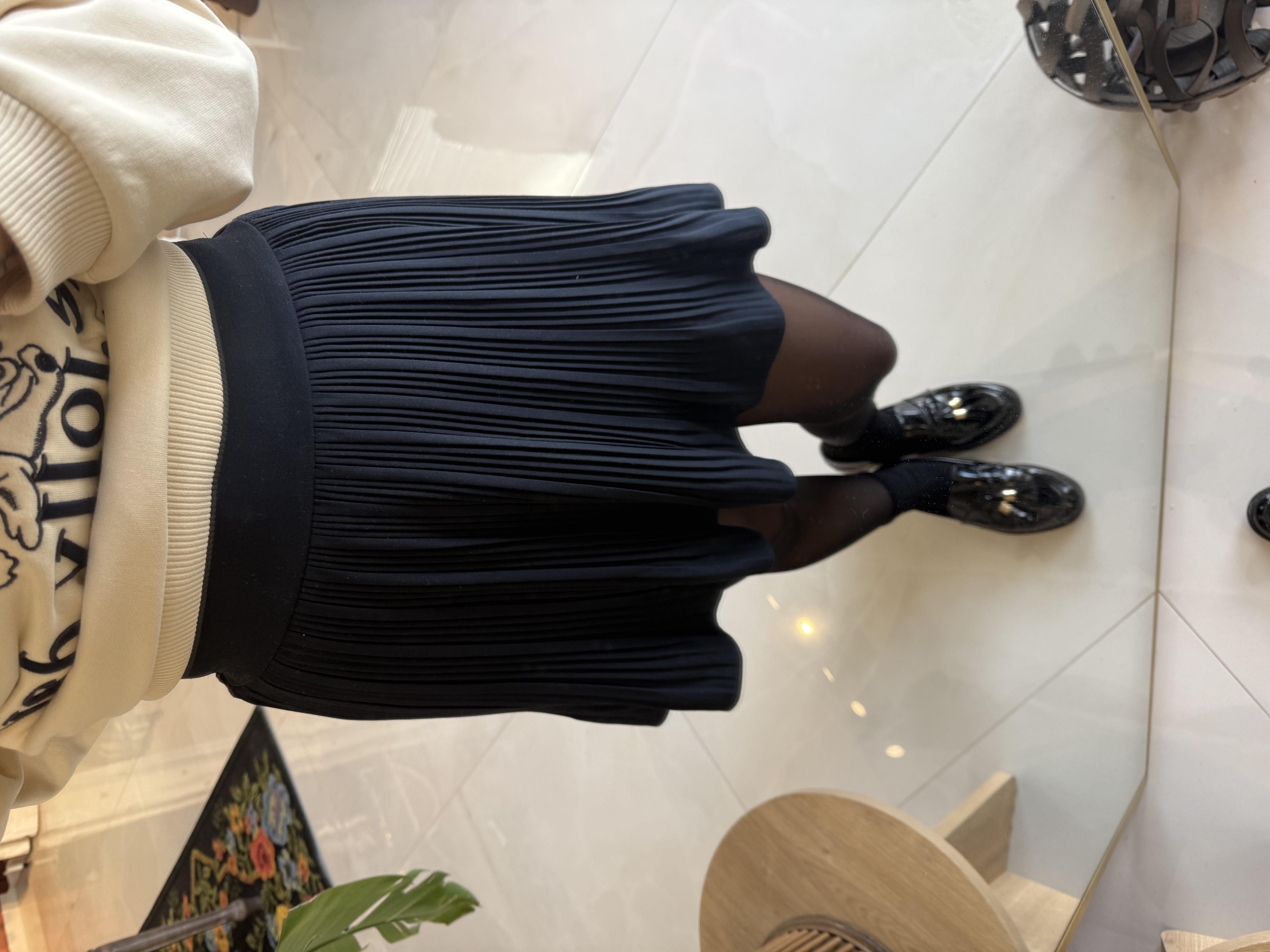 Lacivert Astarlı Şortlu Piliseli Mini Etek