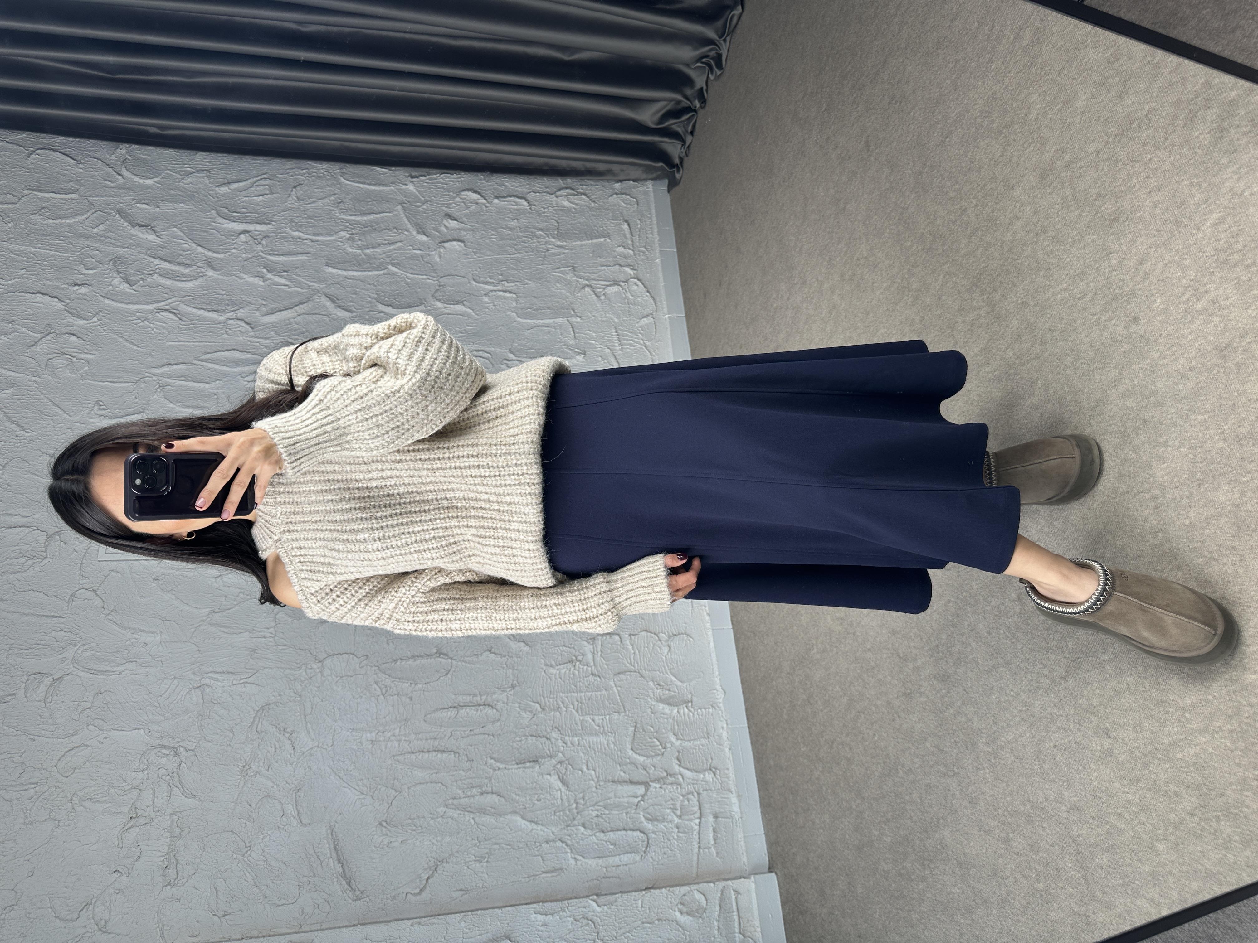 Lacivert Çan Midi Etek 