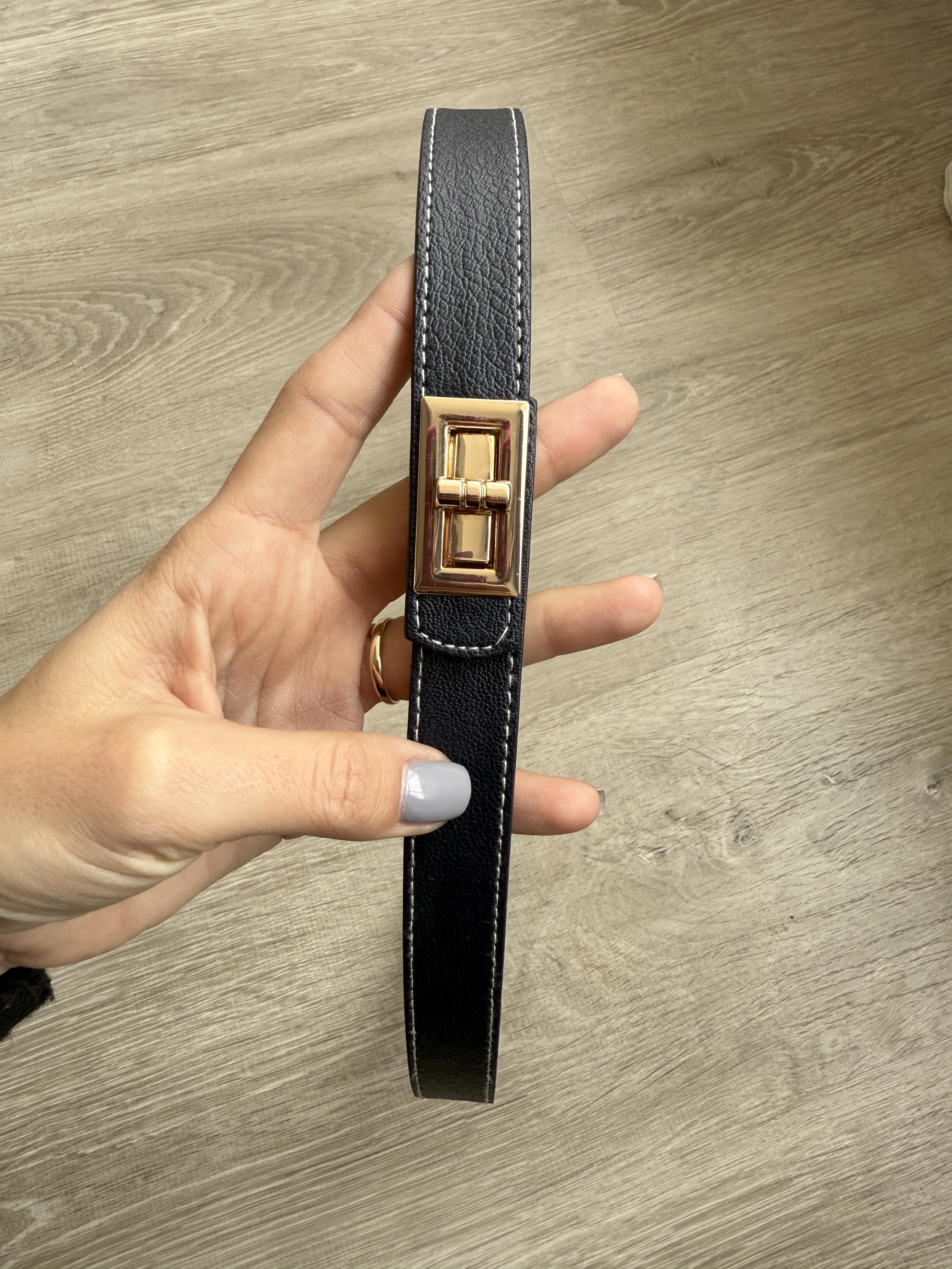 Lacivert Gold Kilit Toka Ayarlanabilir Kemer