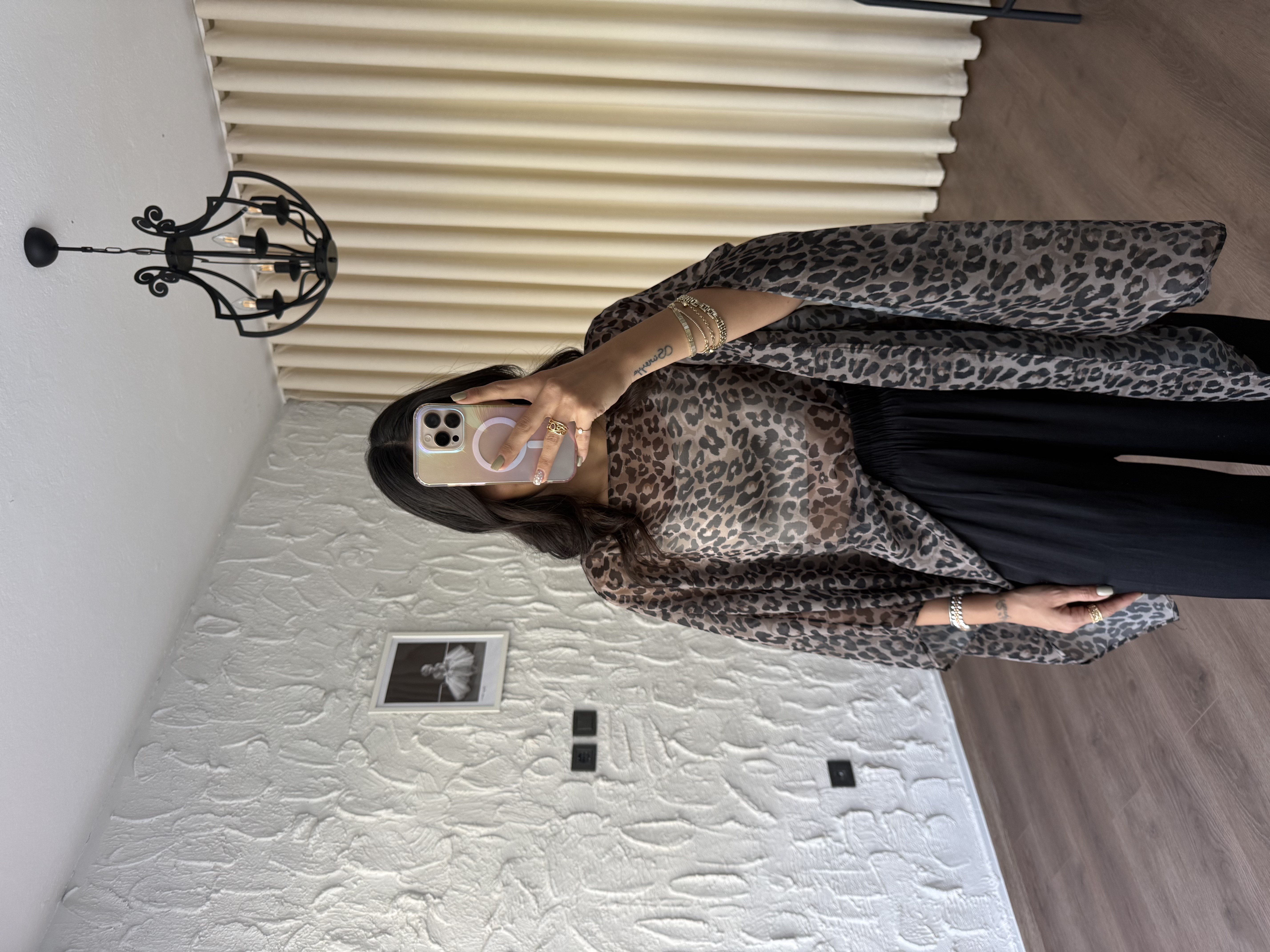 Leopar Desenli Pelerin Bluz
