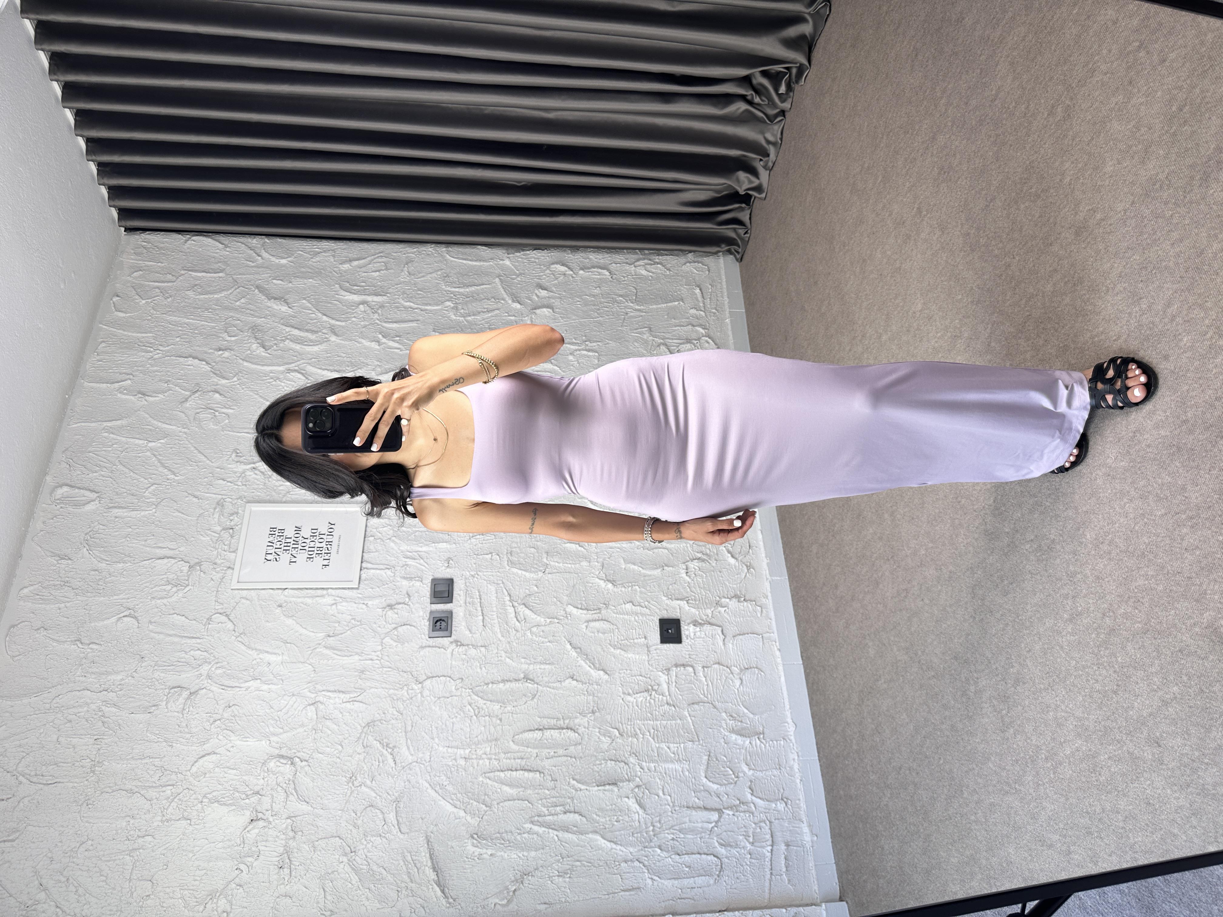 Lila Stretch Maxi Elbise