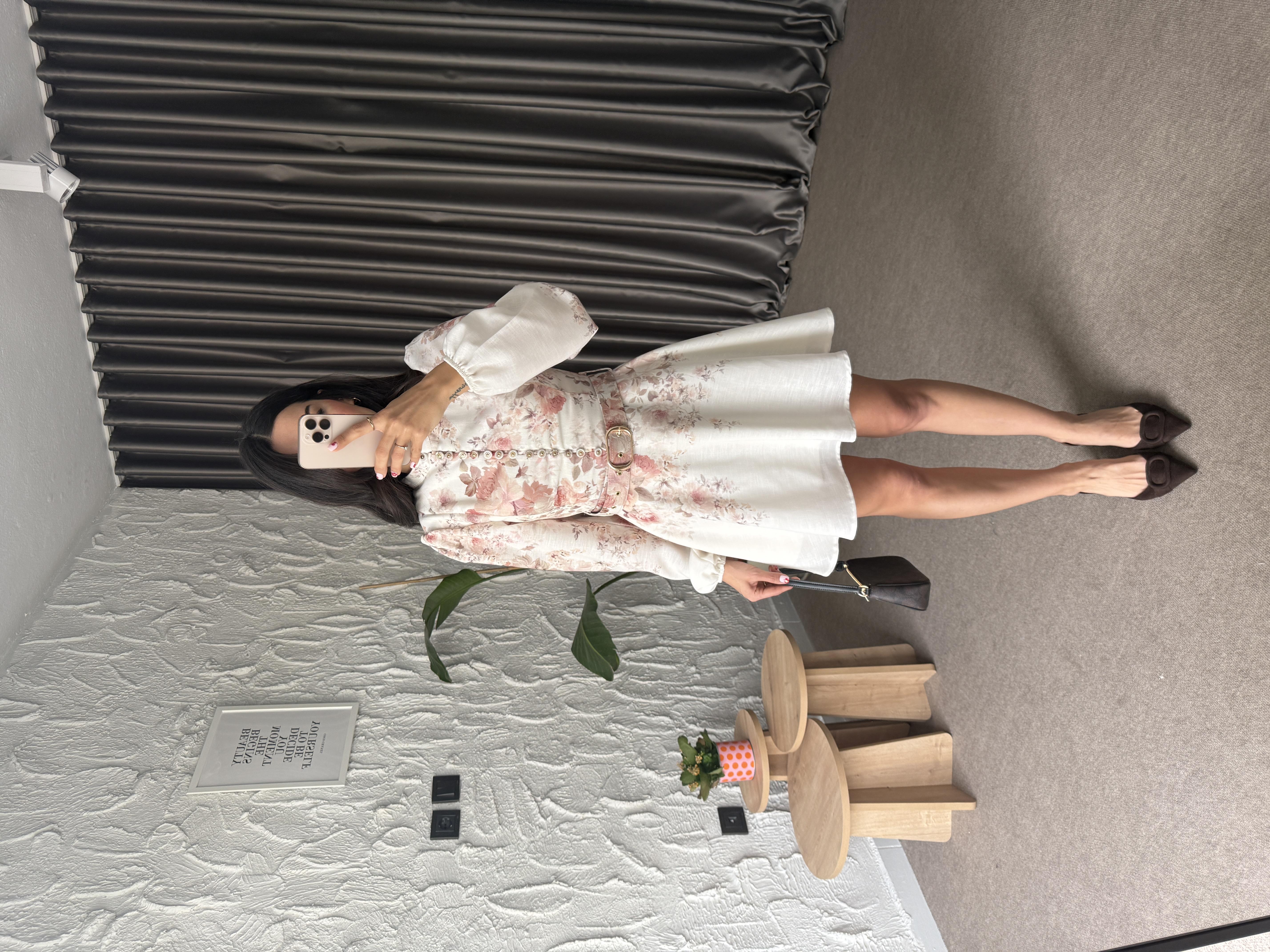 Lily Karpuz Kol Çiçekli Elbise