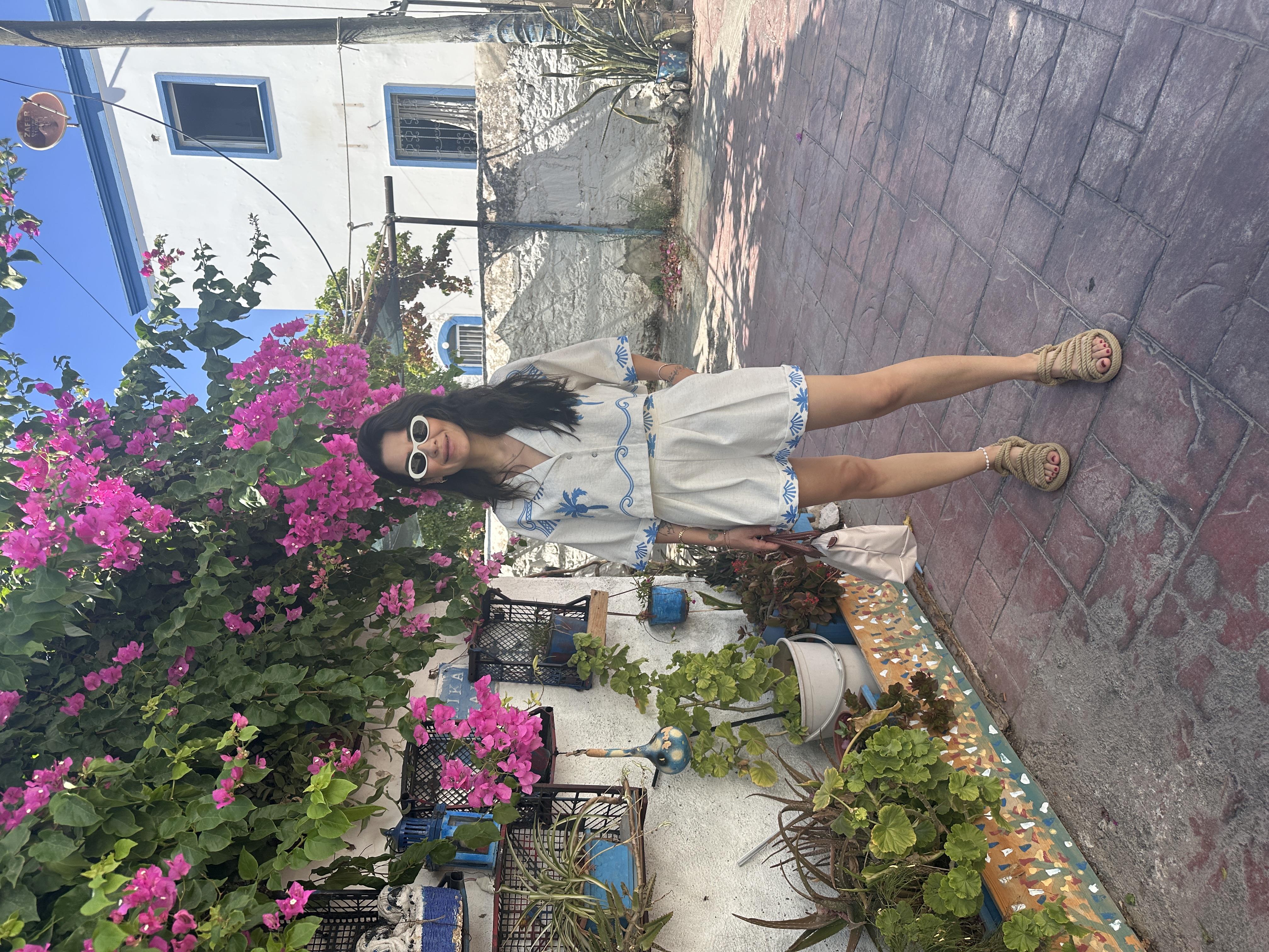 Nakış Detaylı Keten Gömlek Şort