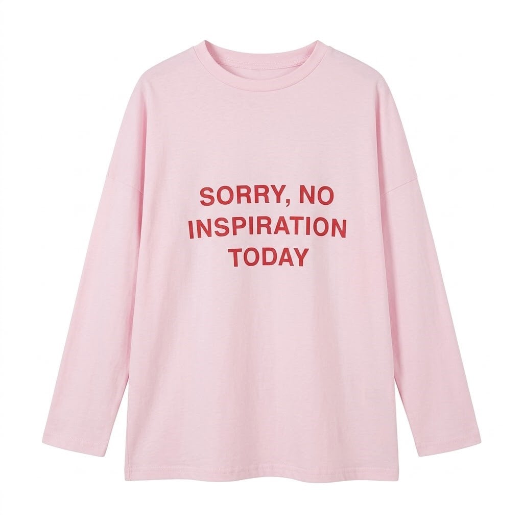 Pembe Baskılı Basic Uzun Kollu Tshirt