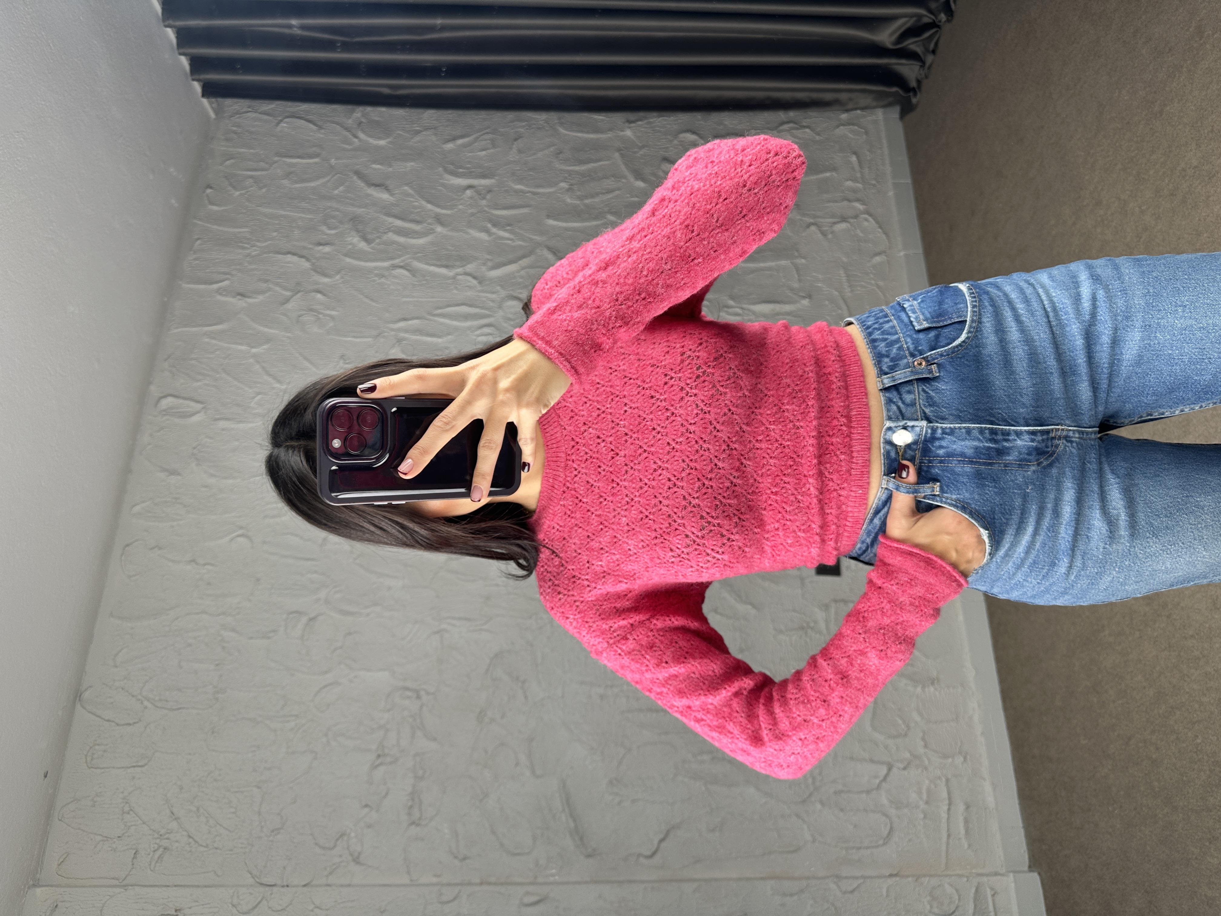 Pembe Bel Bağlama Detay Triko