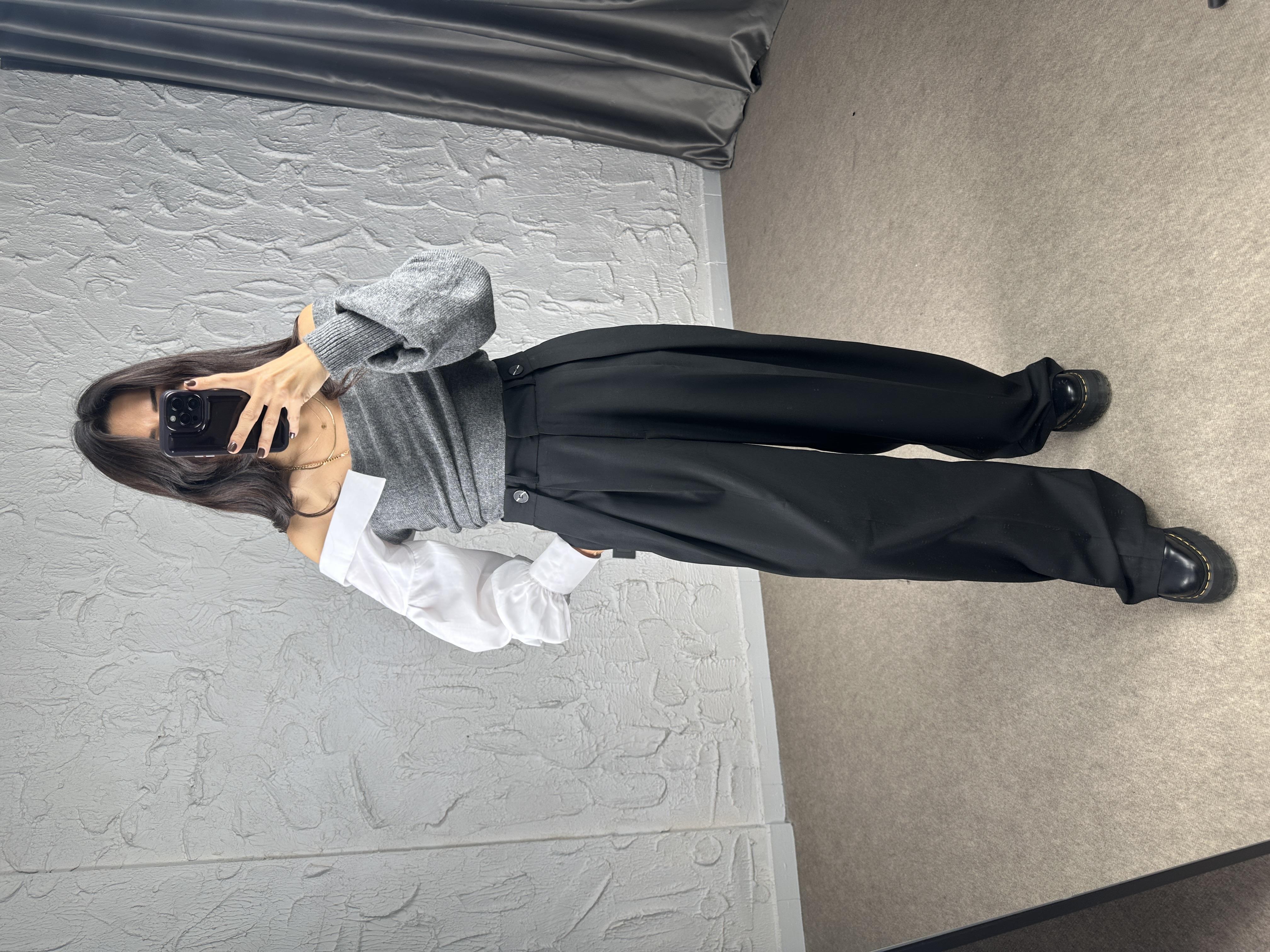 Siyah Bel Düğmeli Palazzo Pantolon 