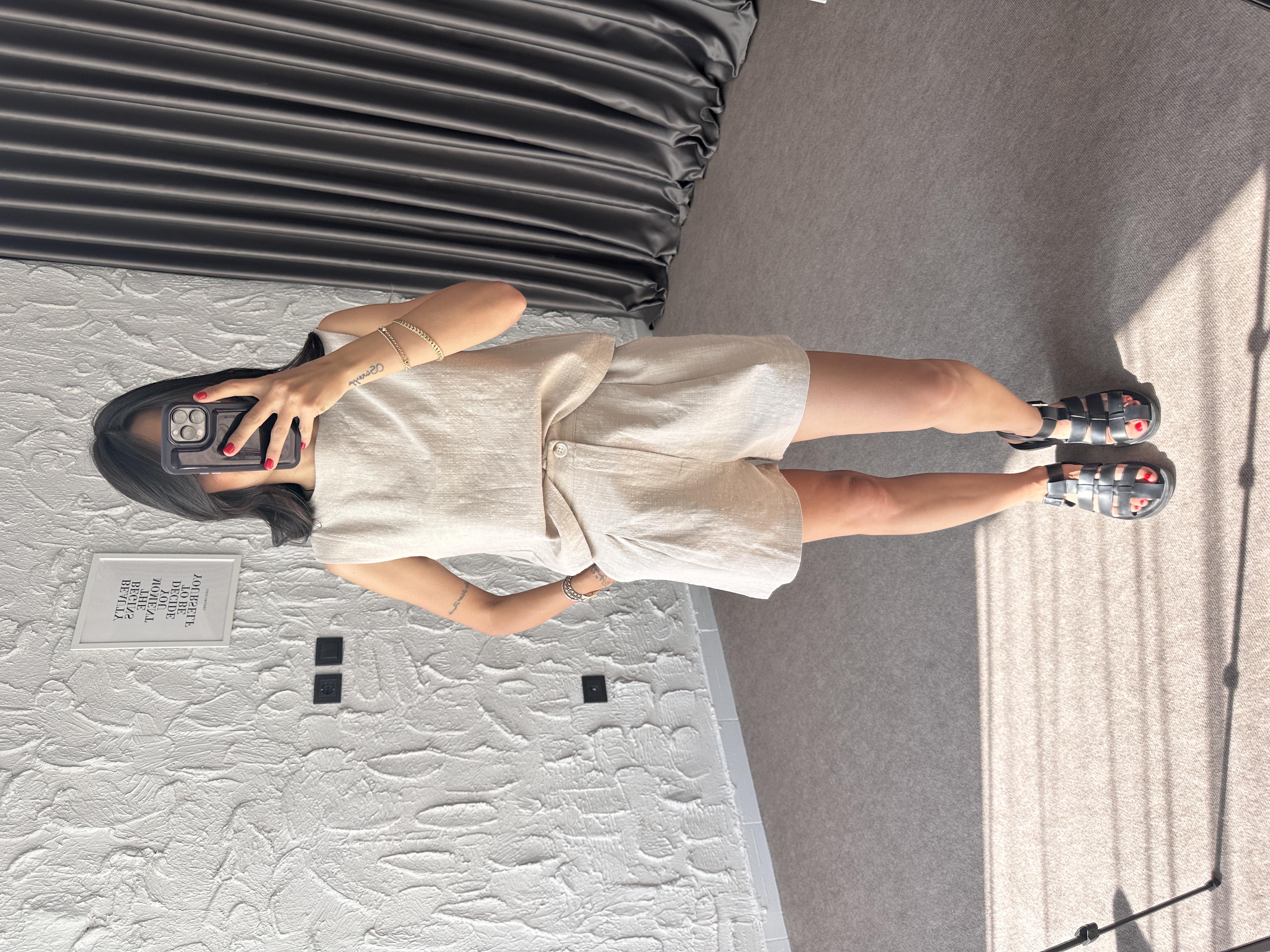 Taş Arkadan Bağlamalı Keten Takım