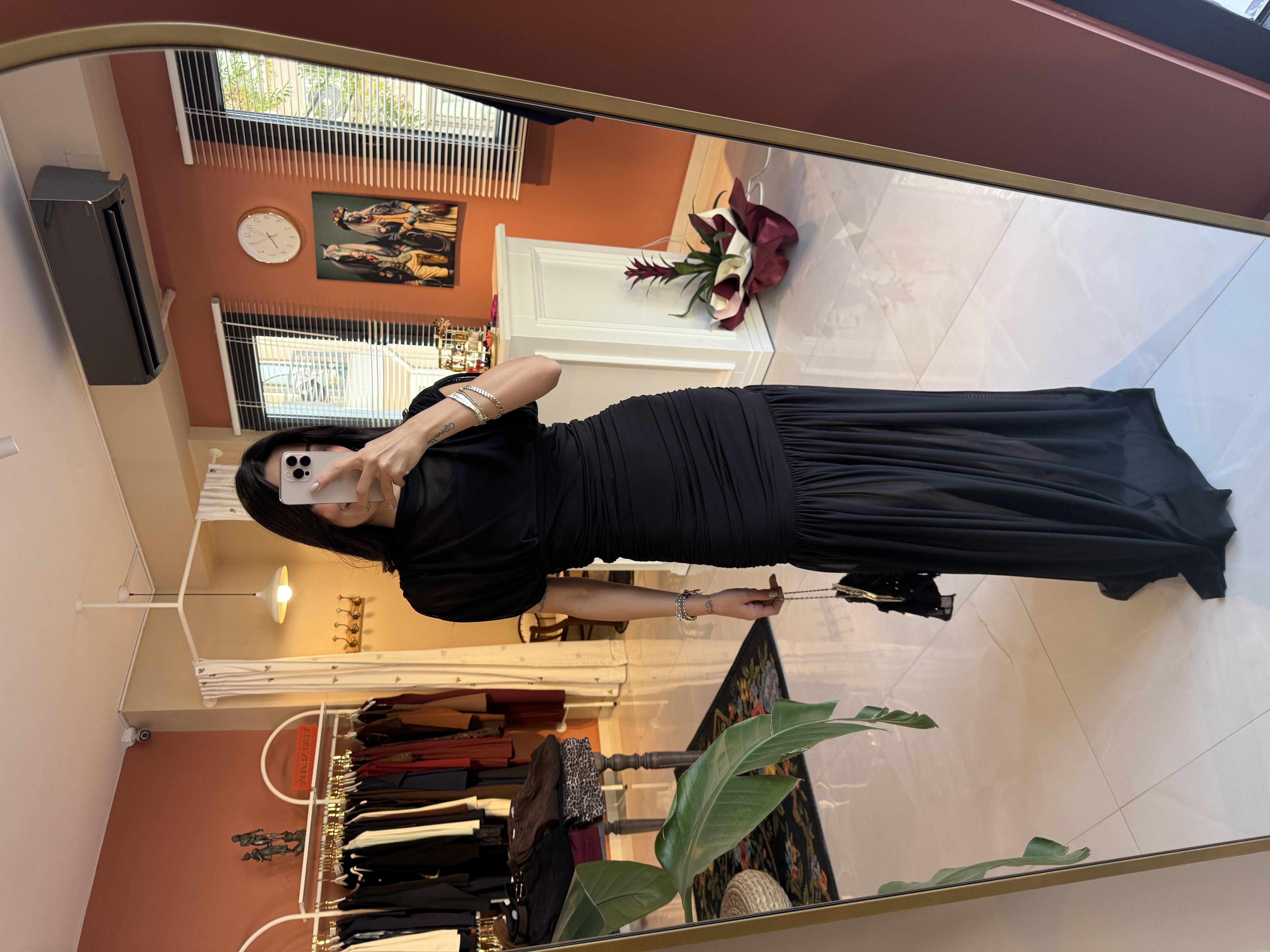 Vespera Siyah Tül Elbise