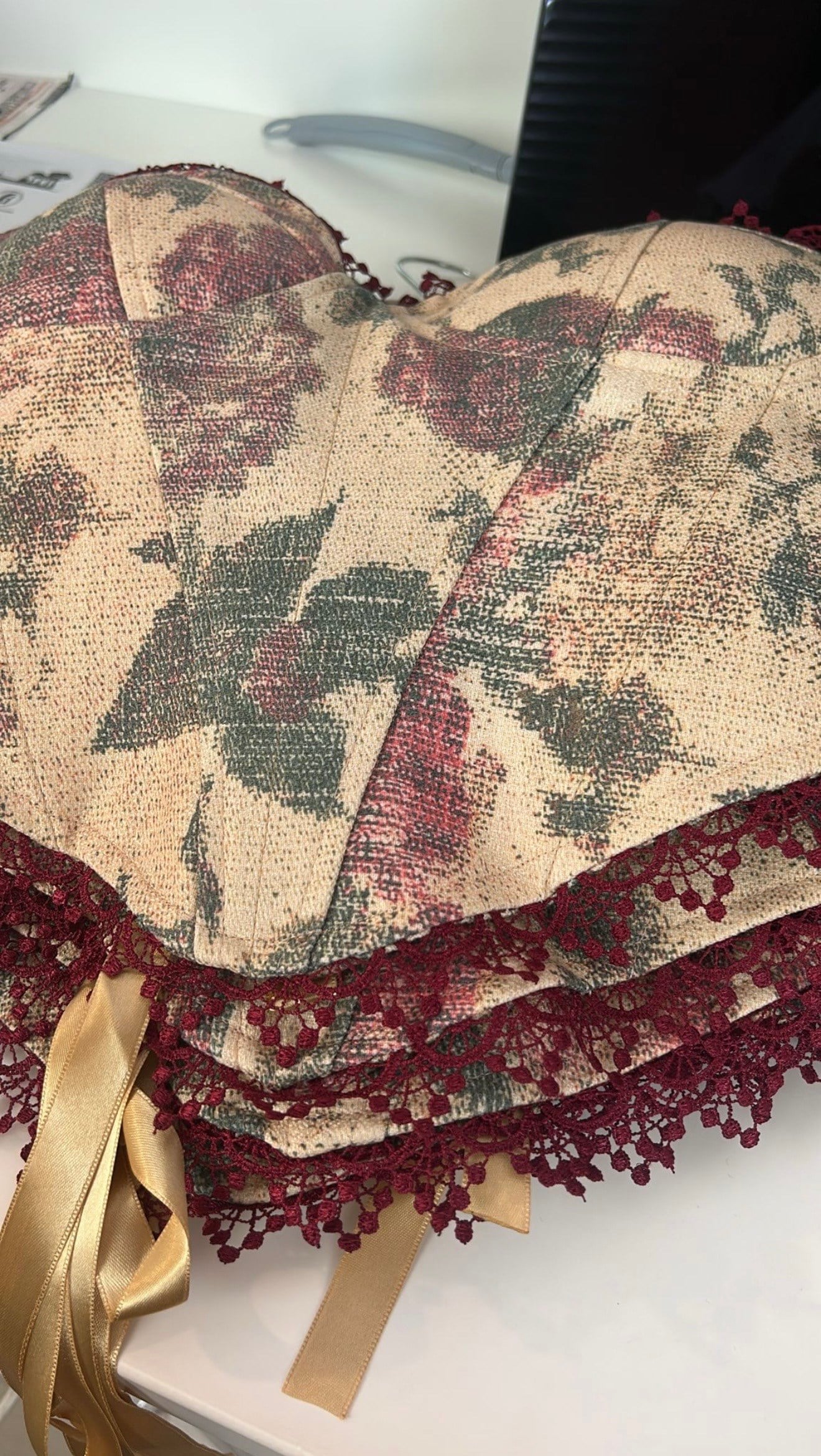 Vintage Çiçek Desenli Korse