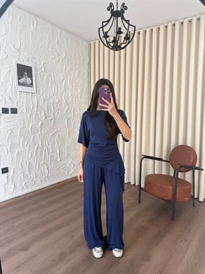 Buzzy Ribana Yan Büzgülü Mavi Takım