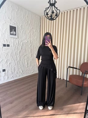 Buzzy Ribana Yan Büzgülü Siyah Takım