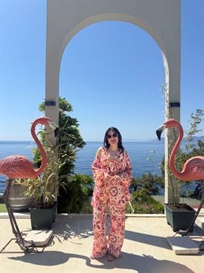 Etnik Desenli Gömlek Kol Pembe Kimono