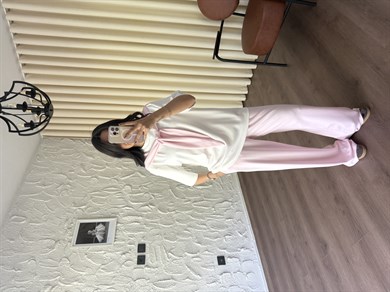 Fular Detaylı Pembe Modal Takım