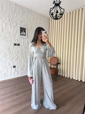 Ribana Önden Bağlamalı Gri Takım