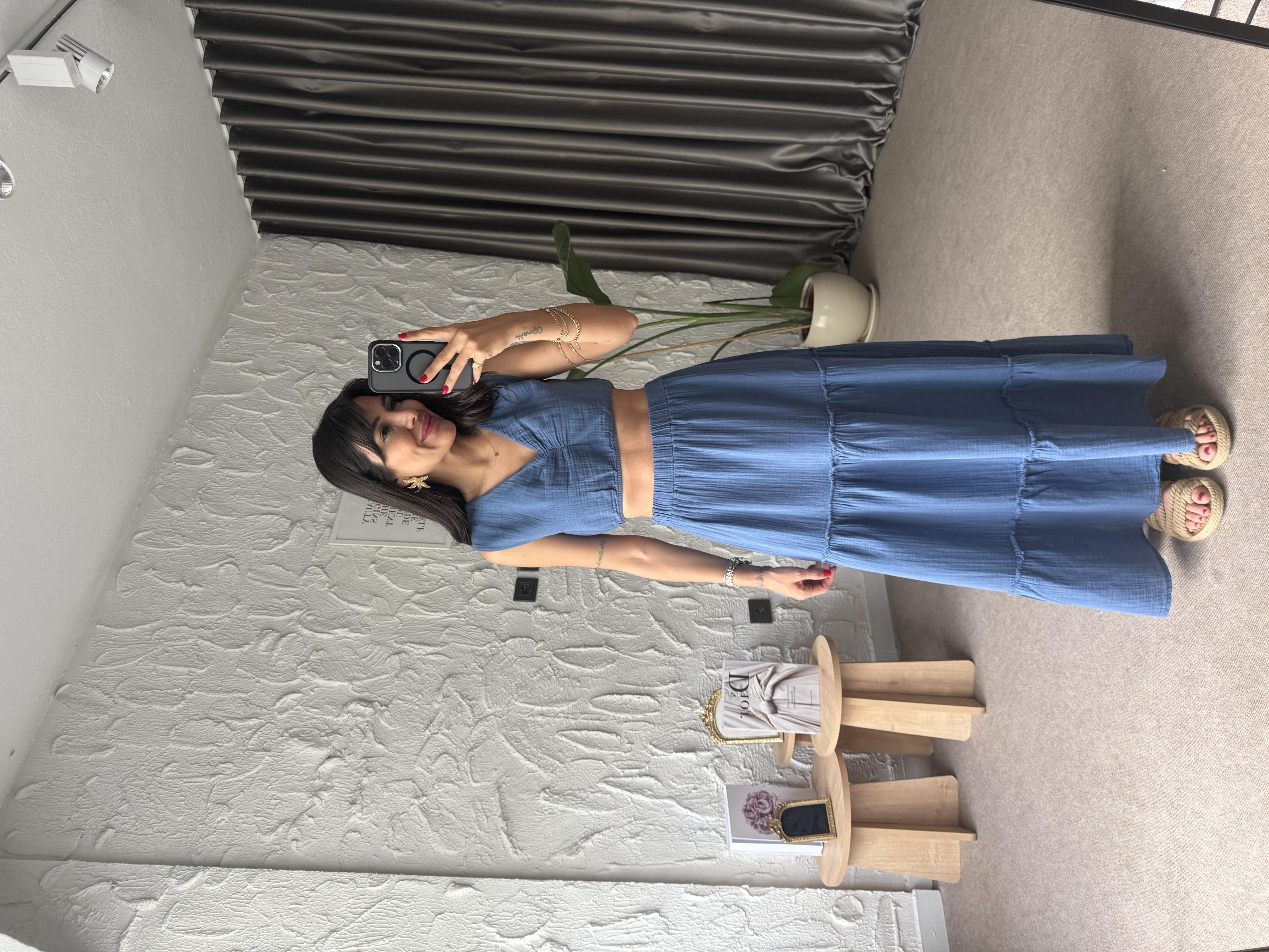 Alba İndigo Crop-Etek 