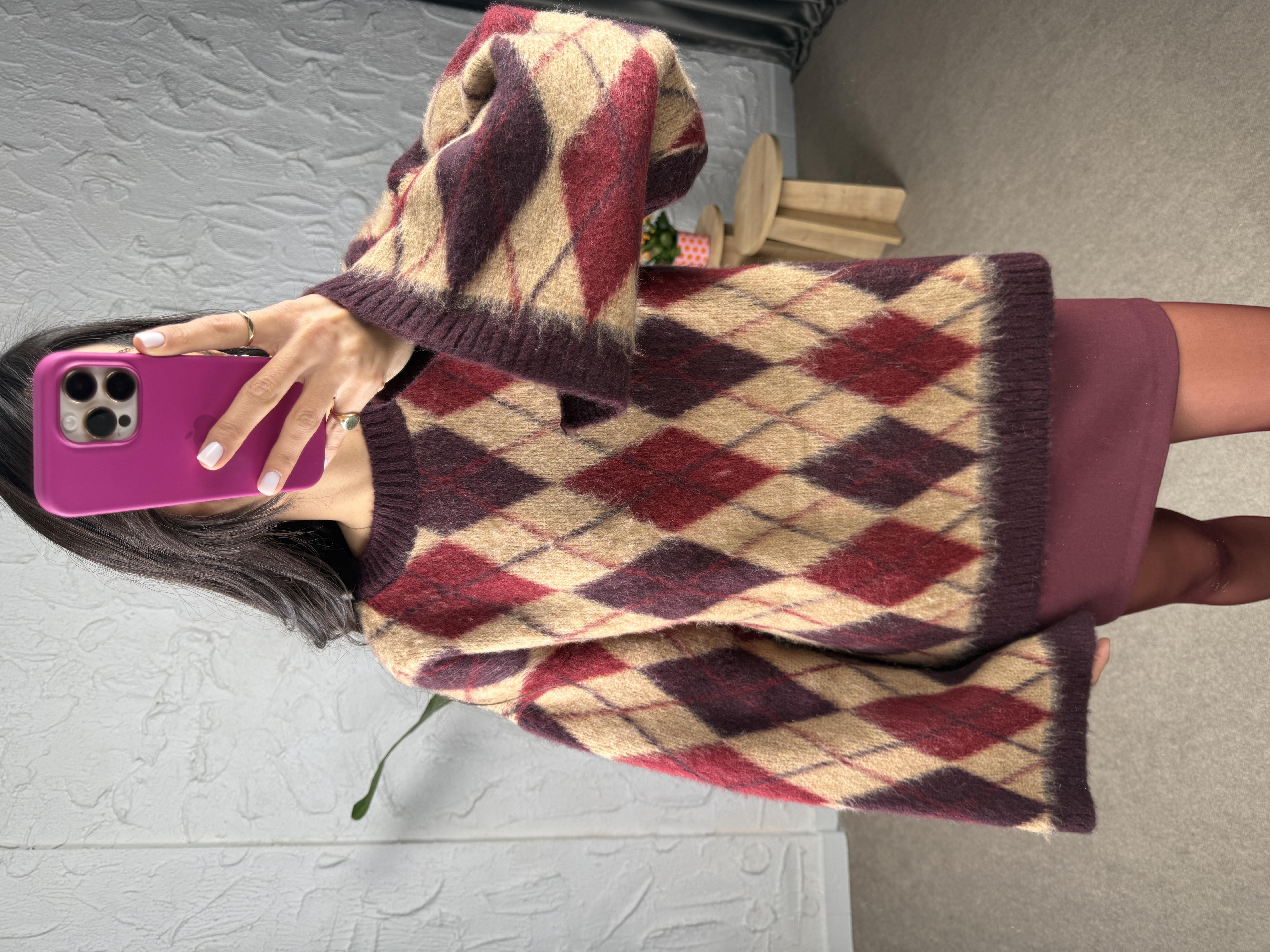 Amelia Mürdüm Yandan Yırtmaçlı Baklava Kazak