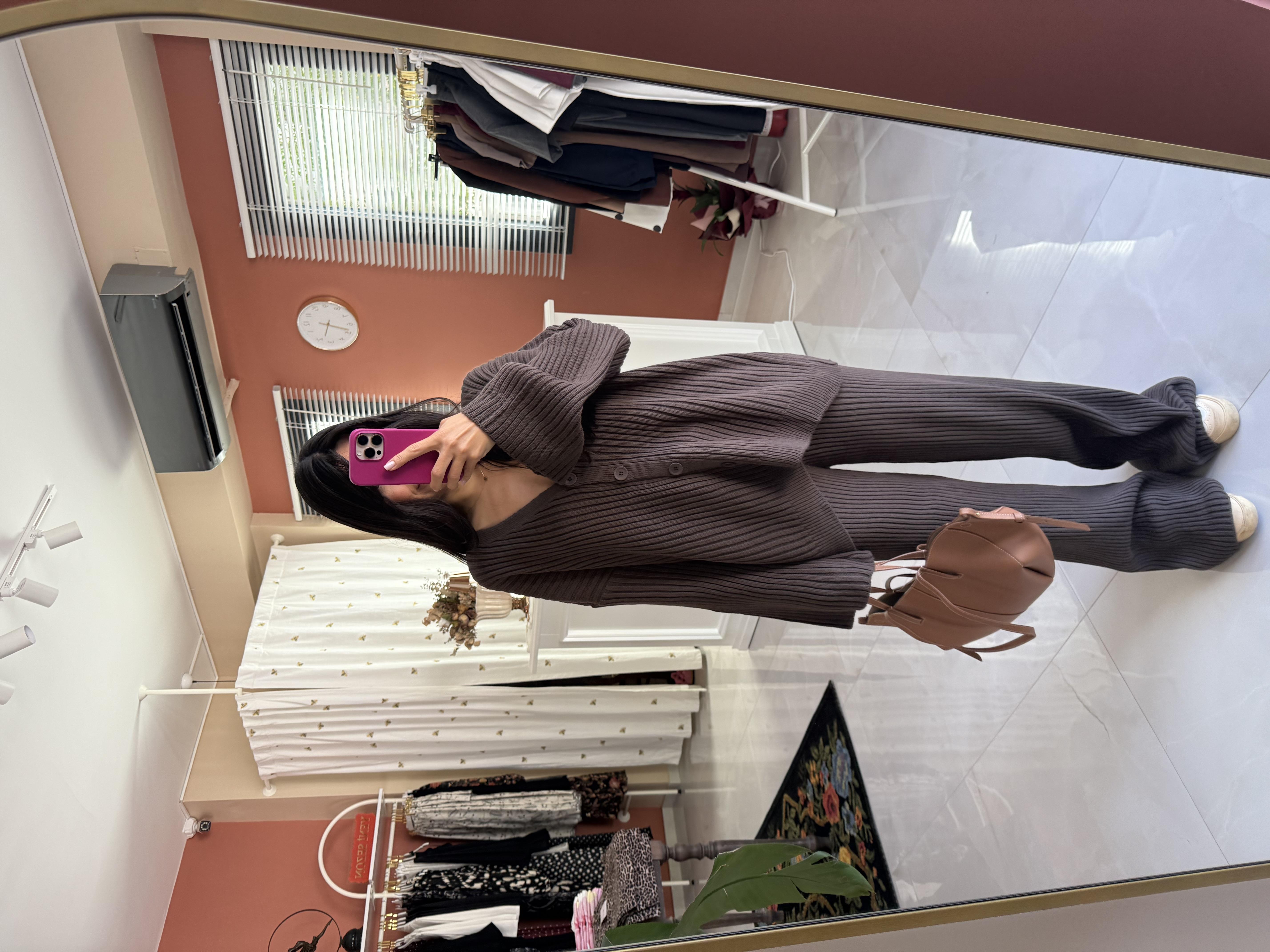 Antrasit Triko V Yaka Hırka Takım