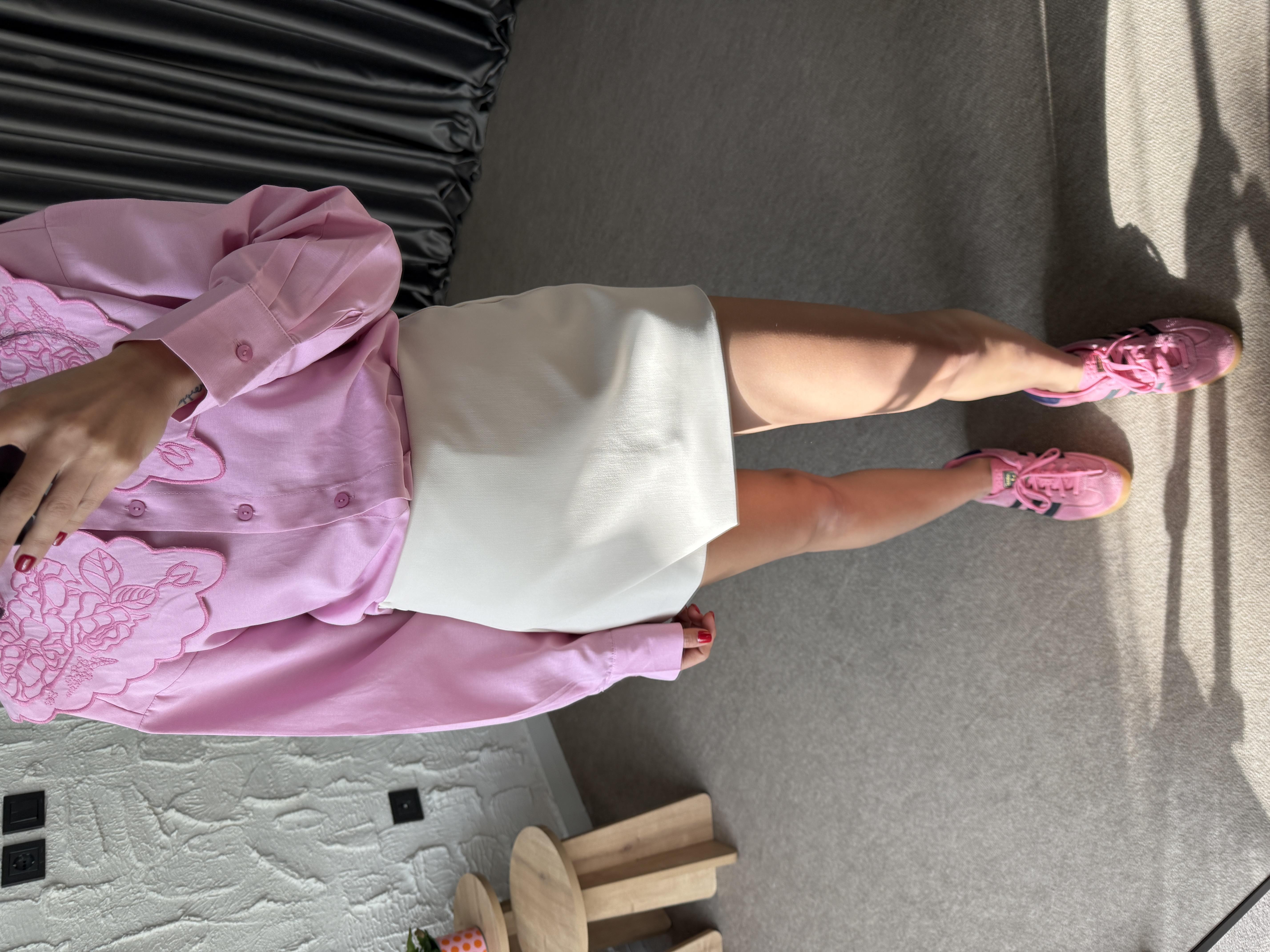 Asitmetrik Şort Etek - Krem