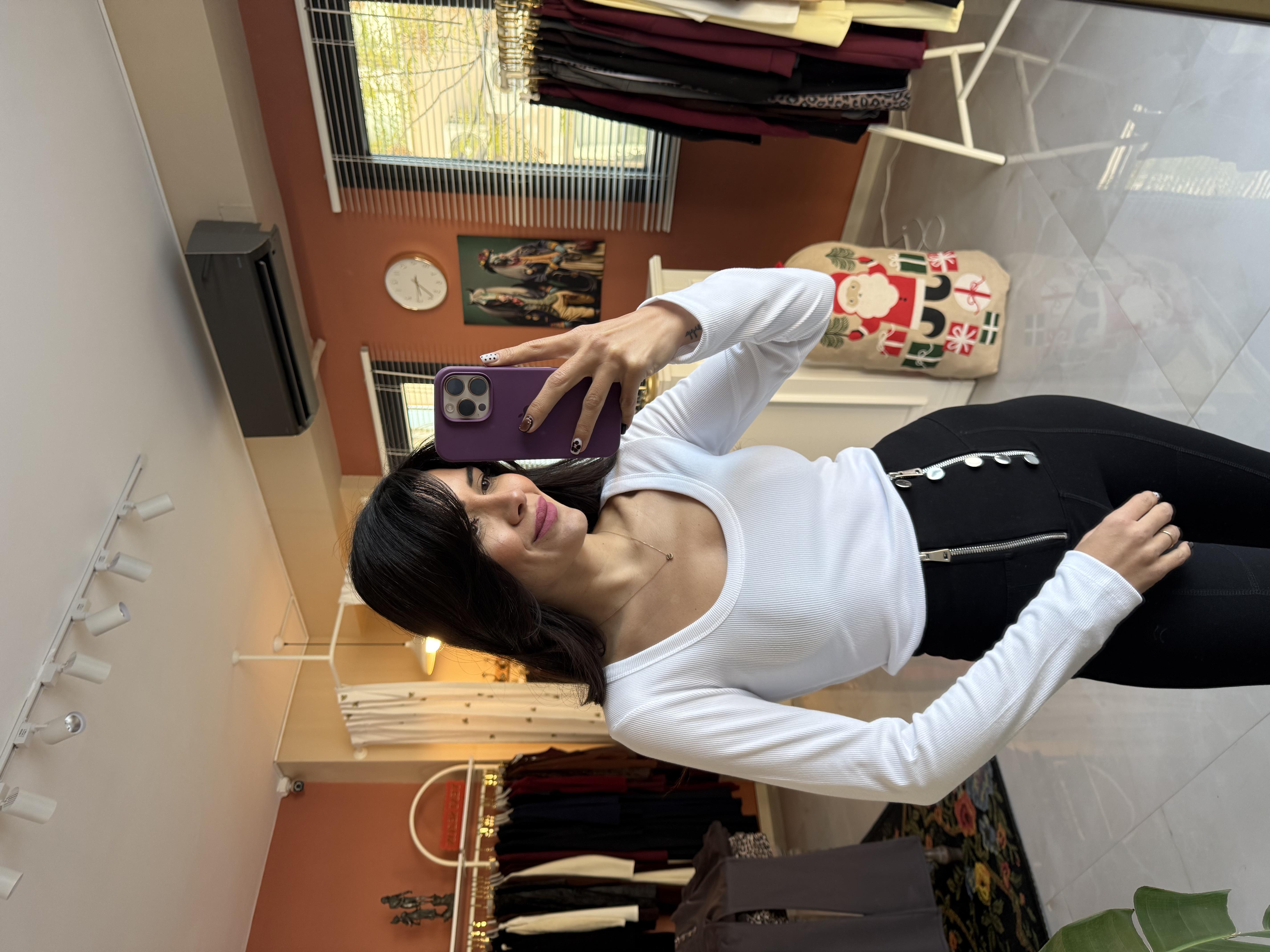 Beyaz Kaşkorse U Yaka Bluz