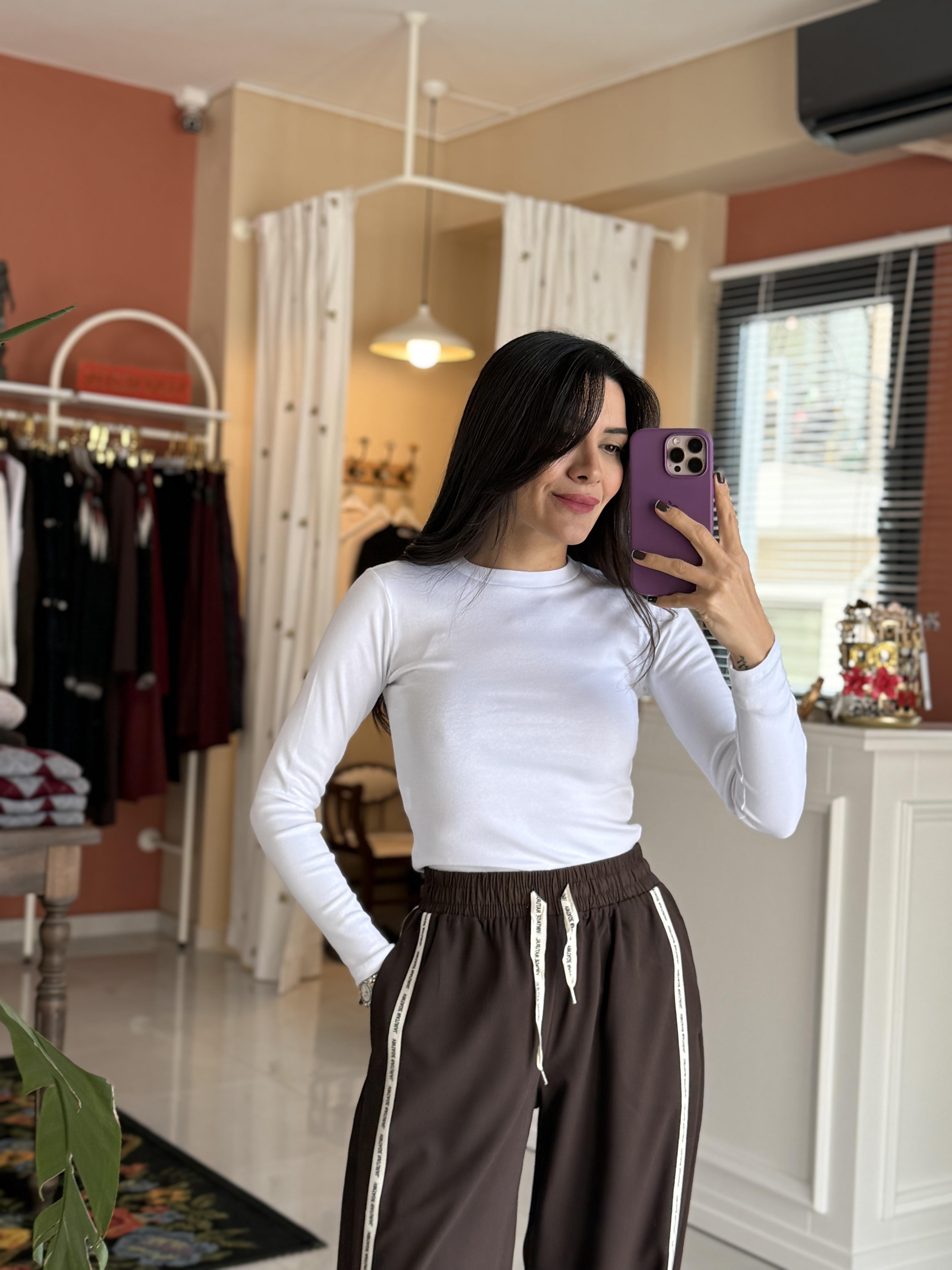 Bisiklet Yaka Beyaz Body