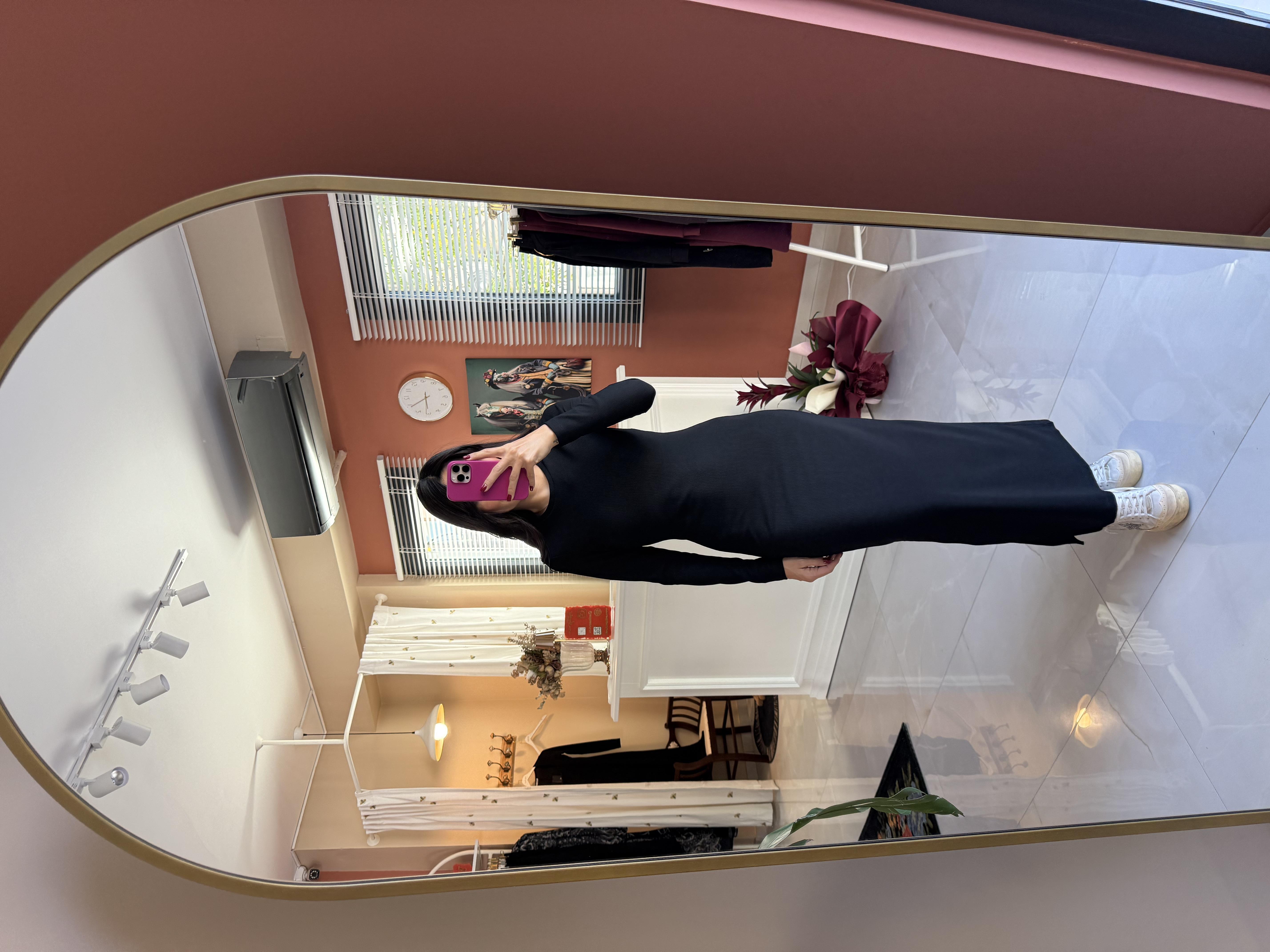 Bisiklet Yaka Çelik Örme Elbise