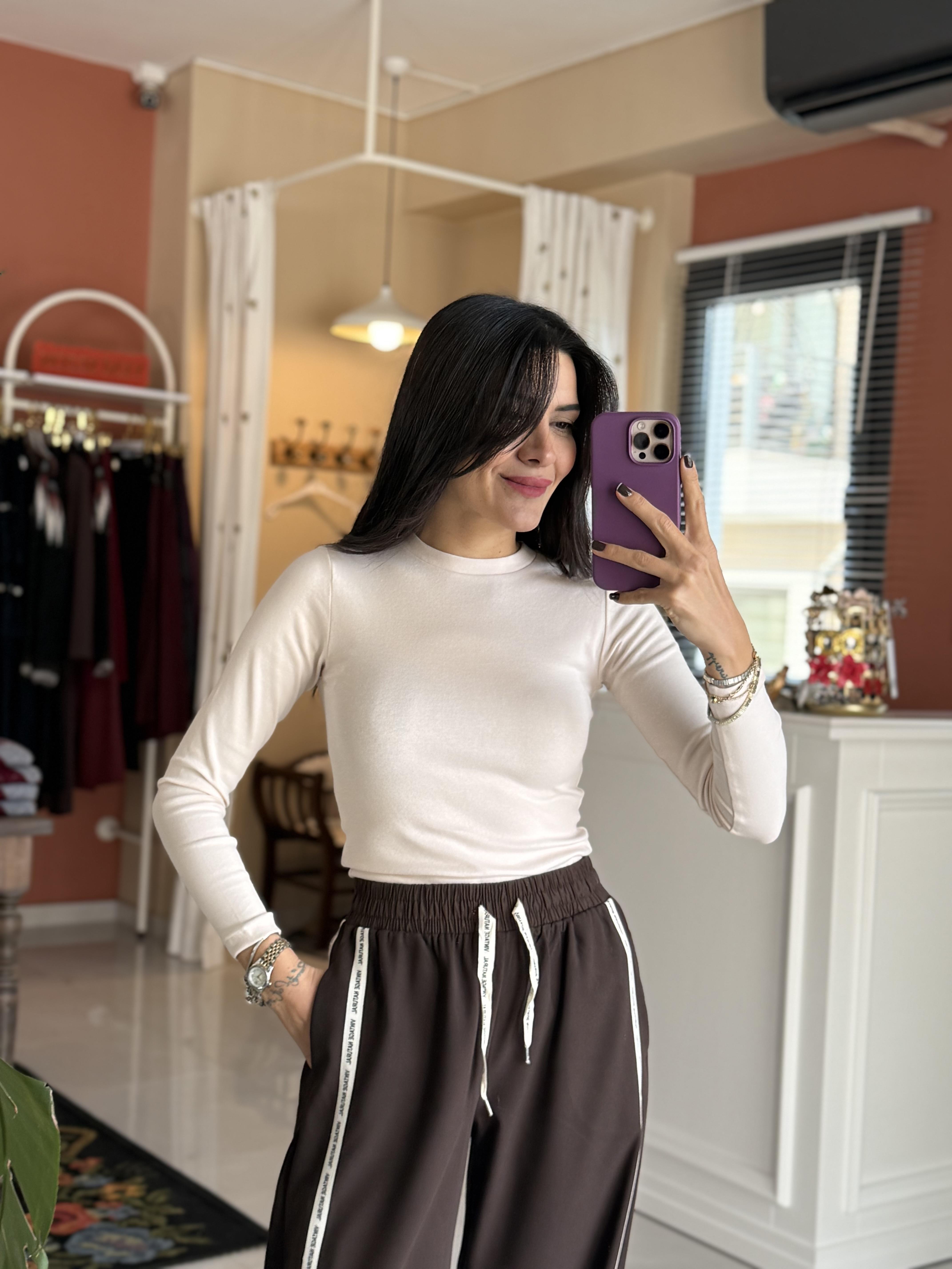 Bisiklet Yaka Krem Body