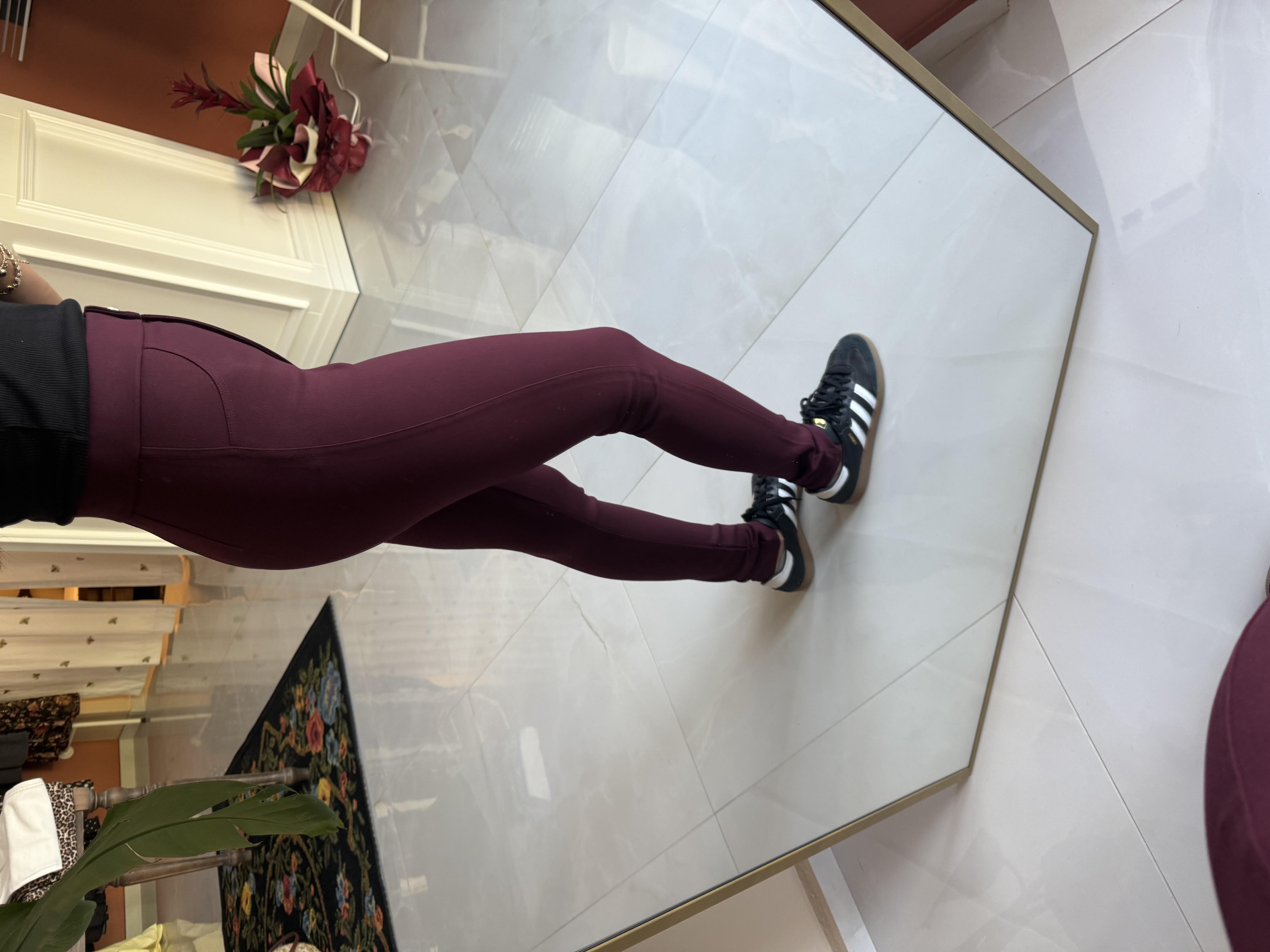 Bordo Gold Düğmeli Tayt Pantolon · 4