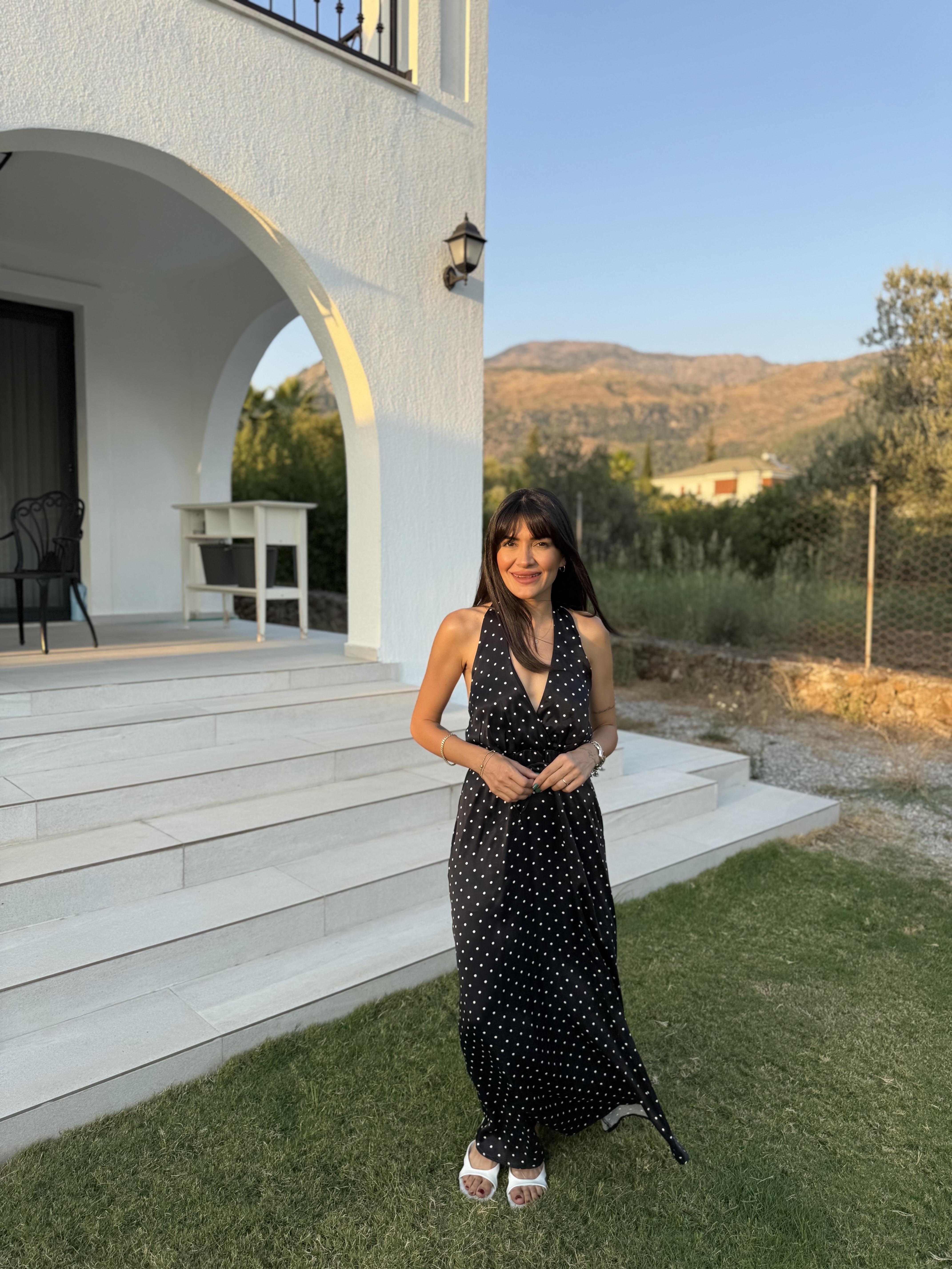Dalya Puantiyeli Elbise - Siyah · 2