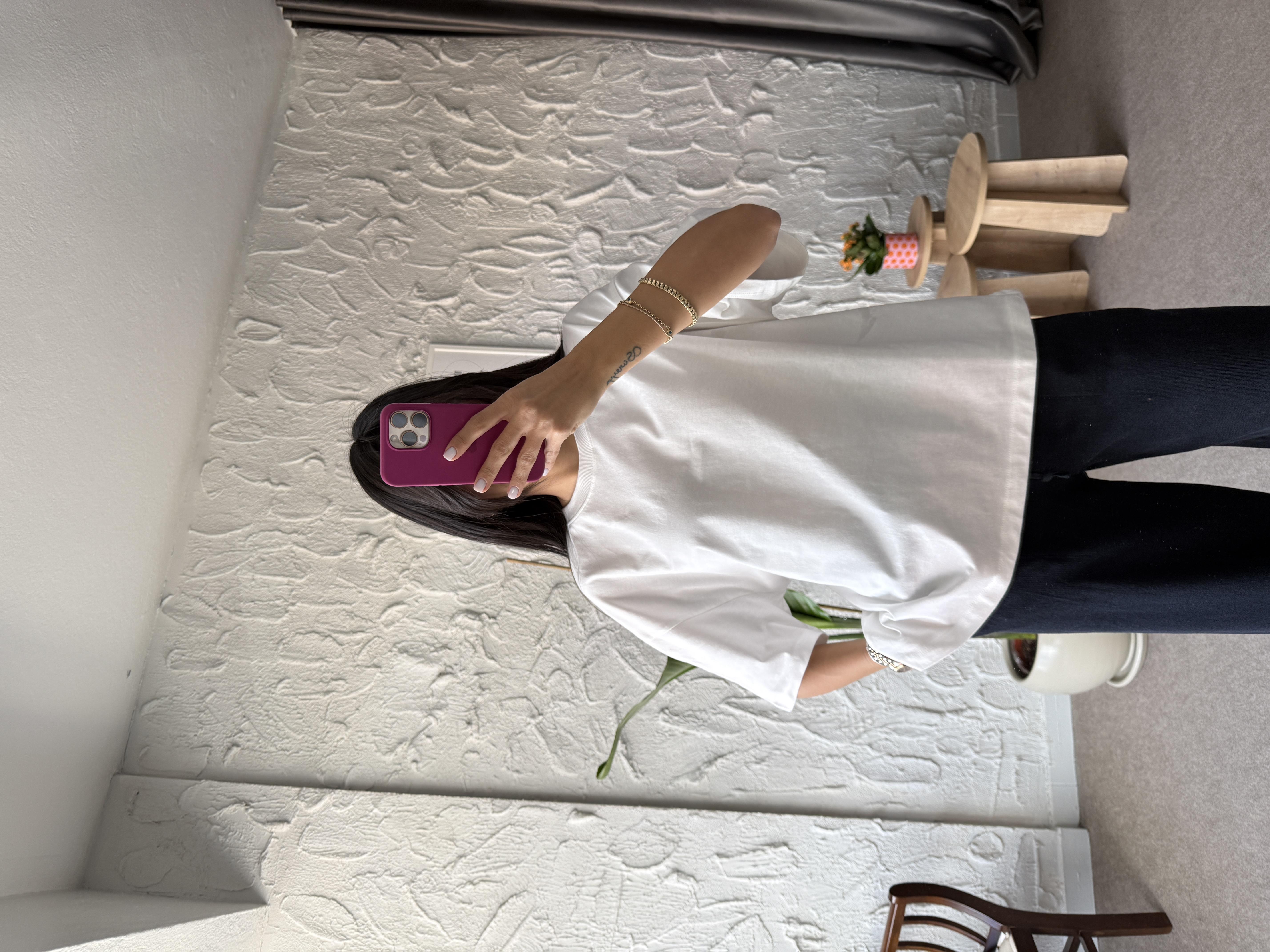 Ecru Basic Rahat Kesim Tshirt · 2