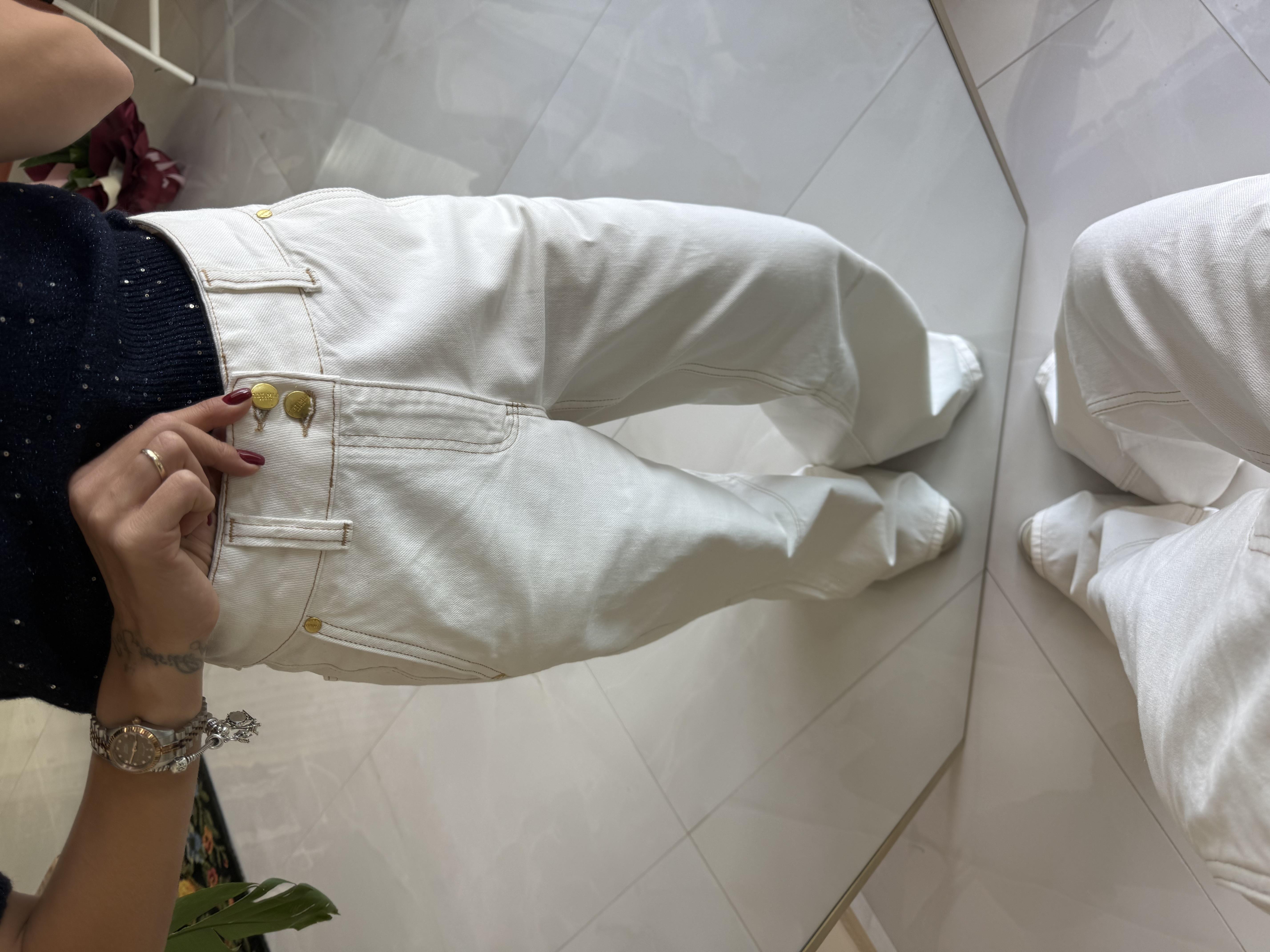 Ekru Dizden Dikiş Detaylı Yüksek Bel Kot Pantolon · 6