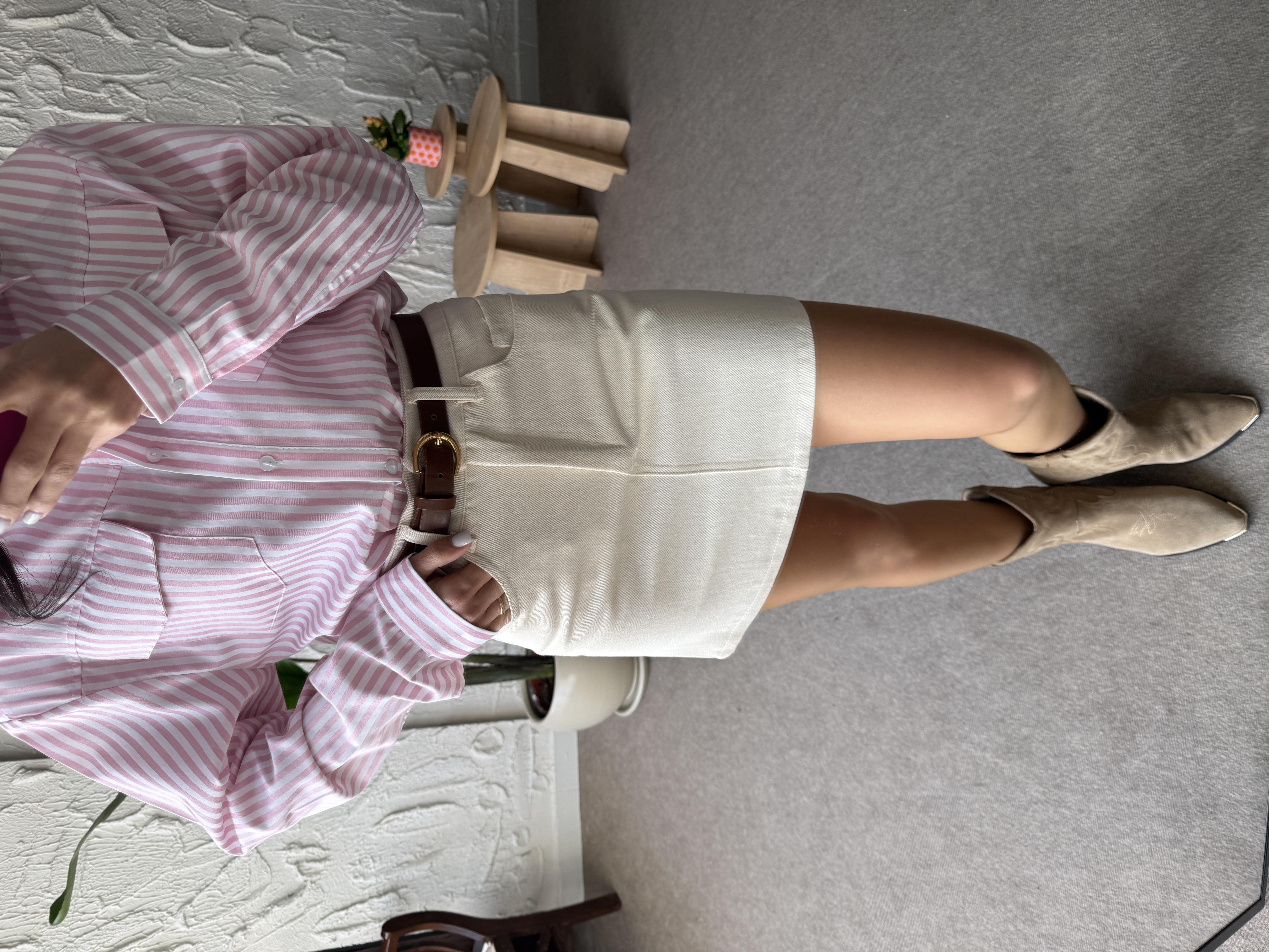 Ekru Mini Gabardin Etek · 4