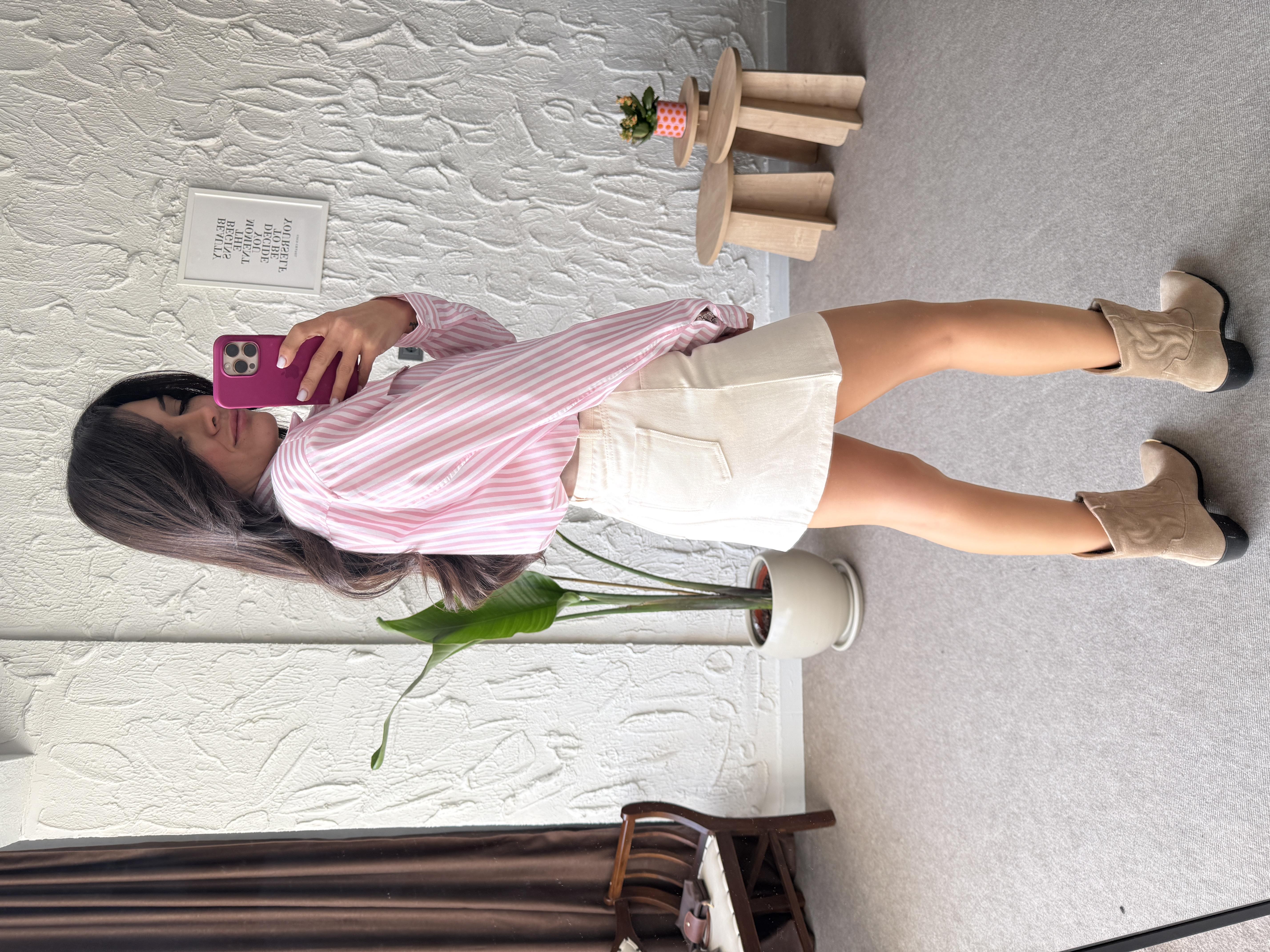 Ekru Mini Gabardin Etek · 5