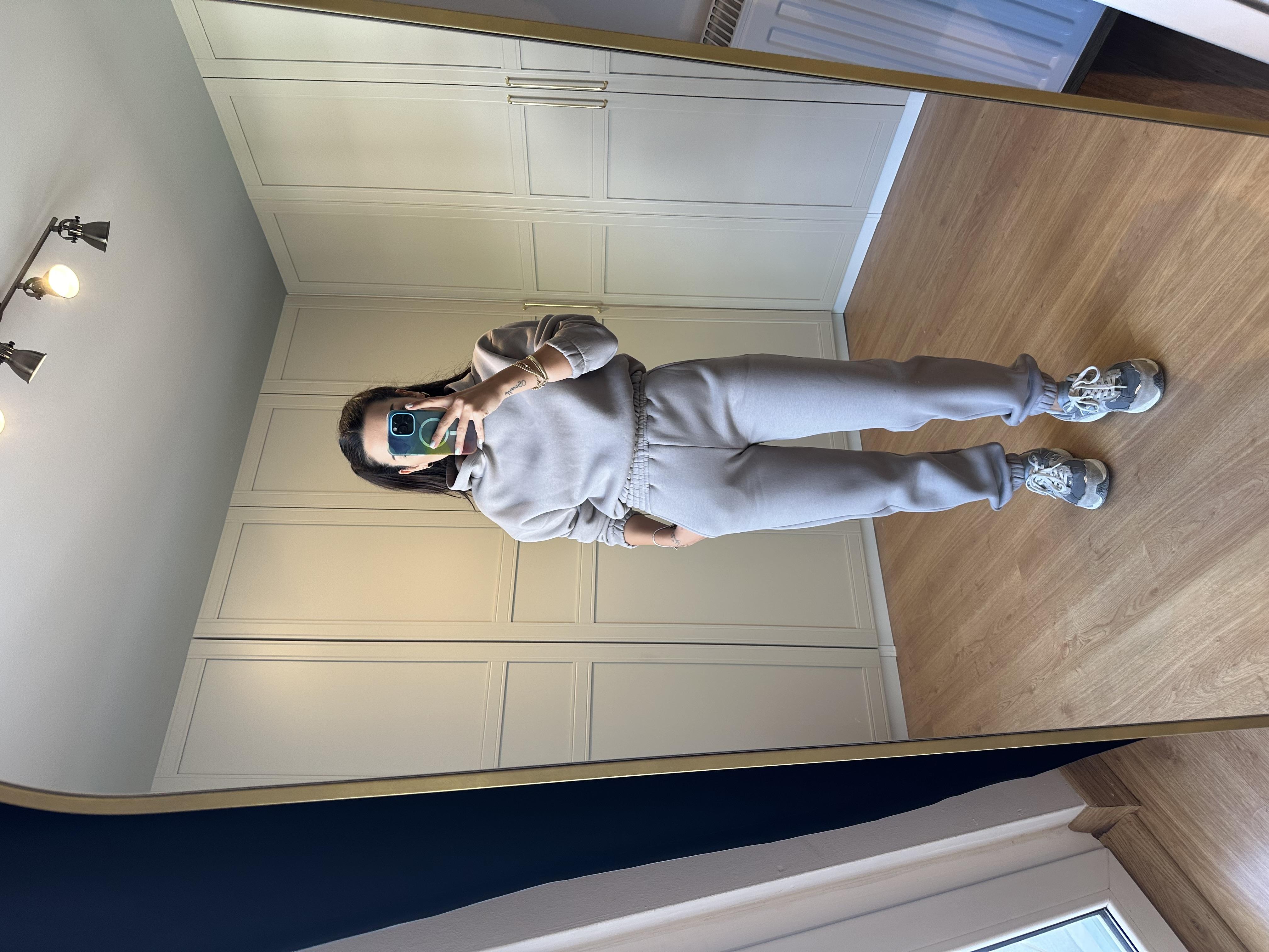 Frezya Gri Şardonlu Kapşonlu Eşofman Takımı