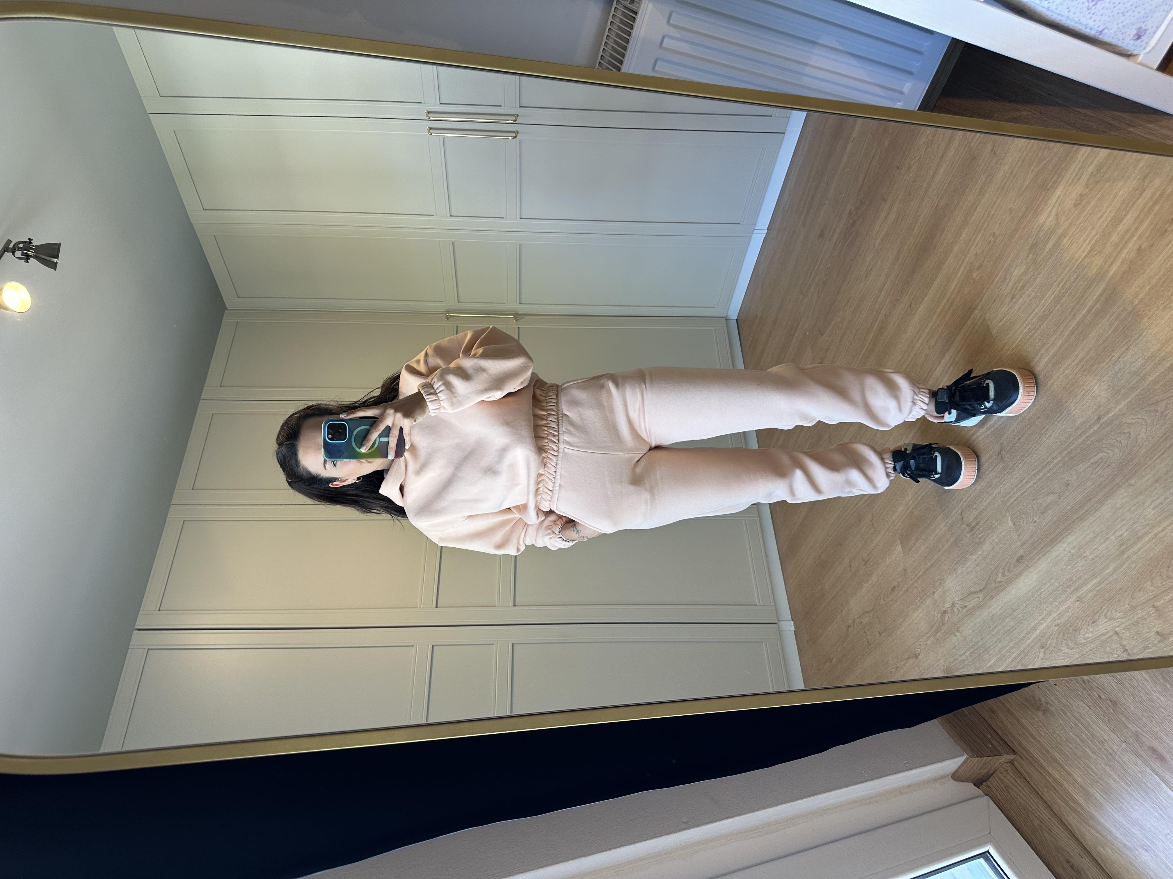 Frezya Yavruağzı Şardonlu Kapşonlu Eşofman Takımı