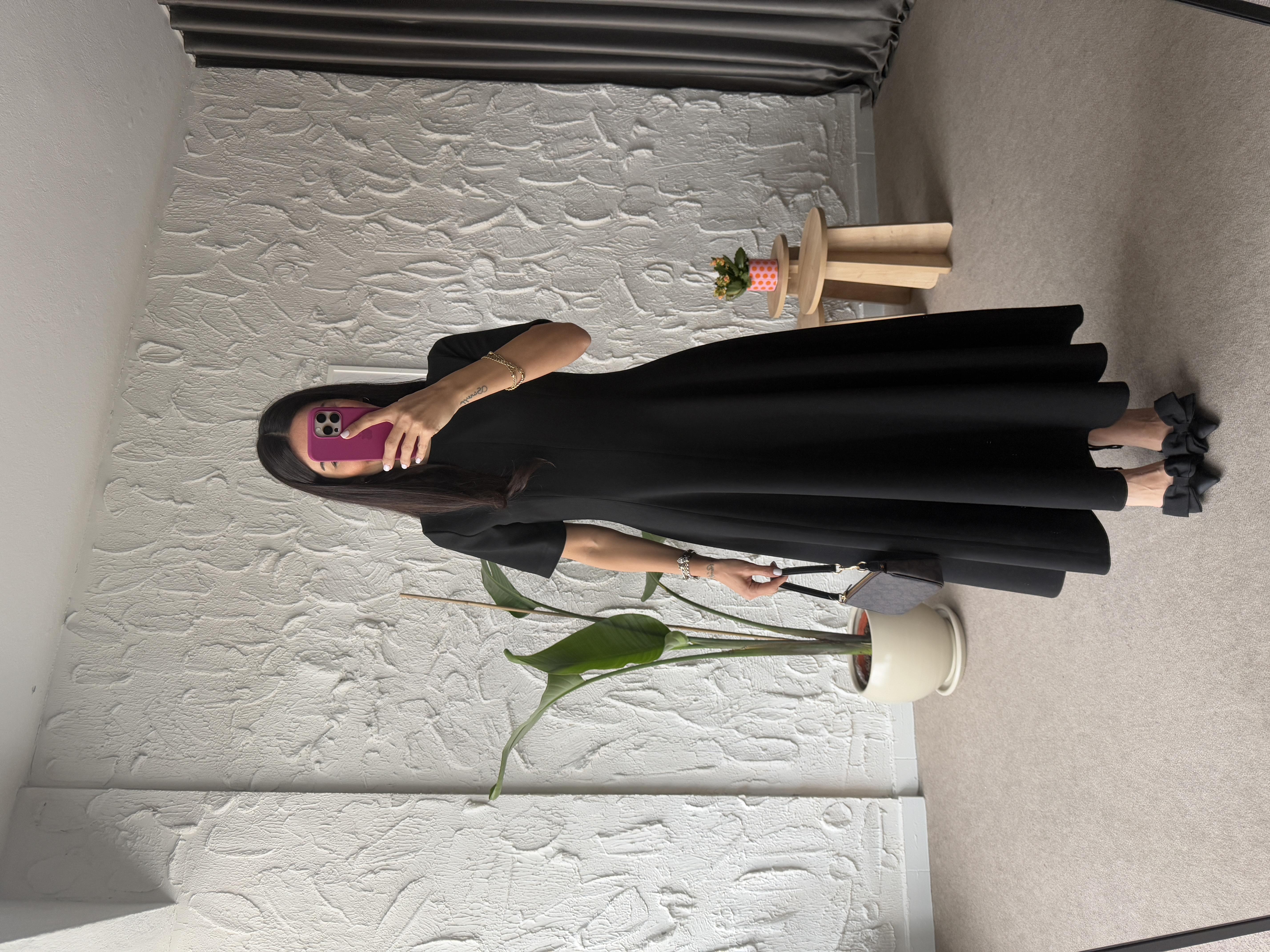 Godeli Siyah Maxi Elbise