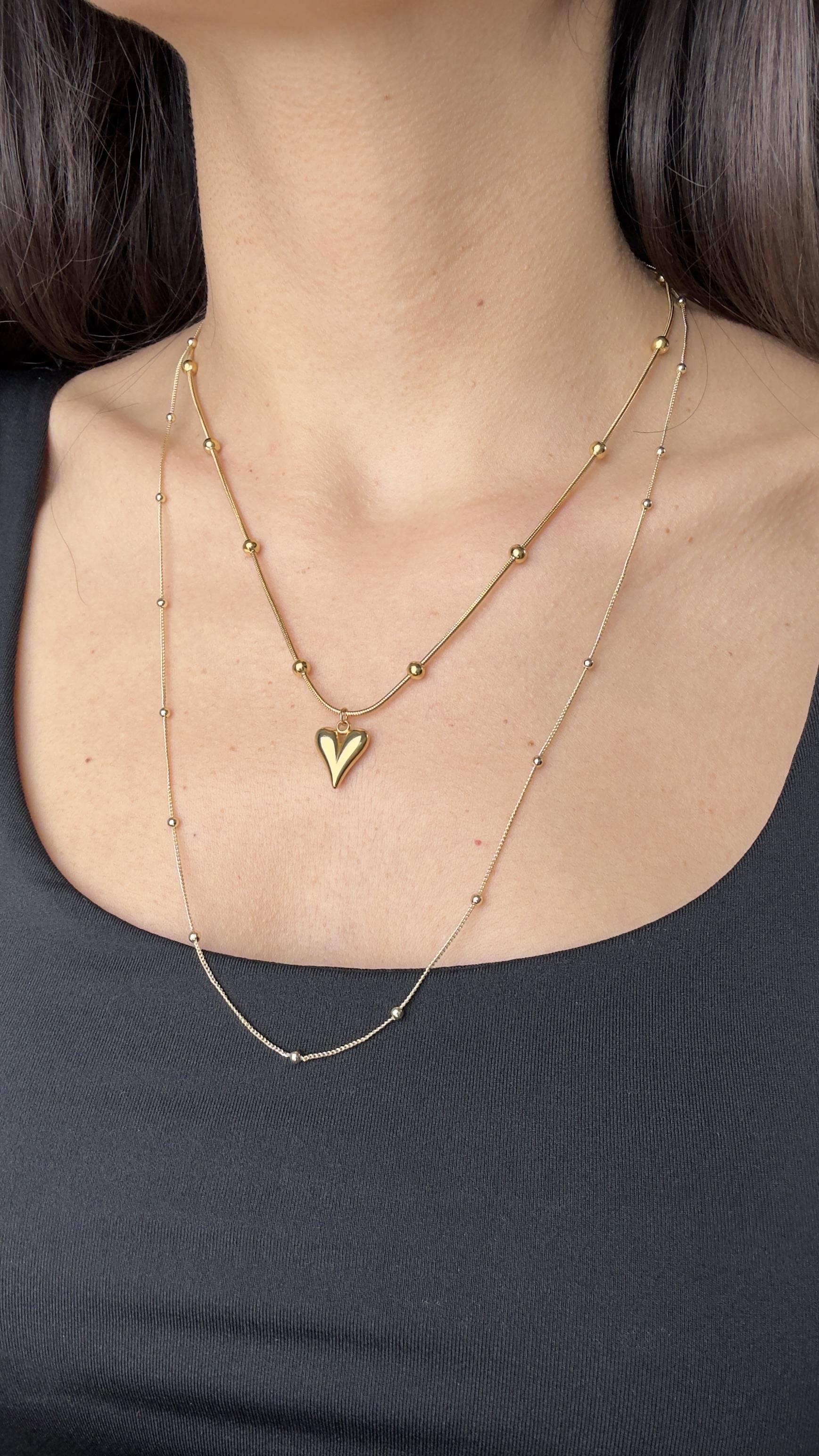 Gold Top Detaylı Uzun Kolye