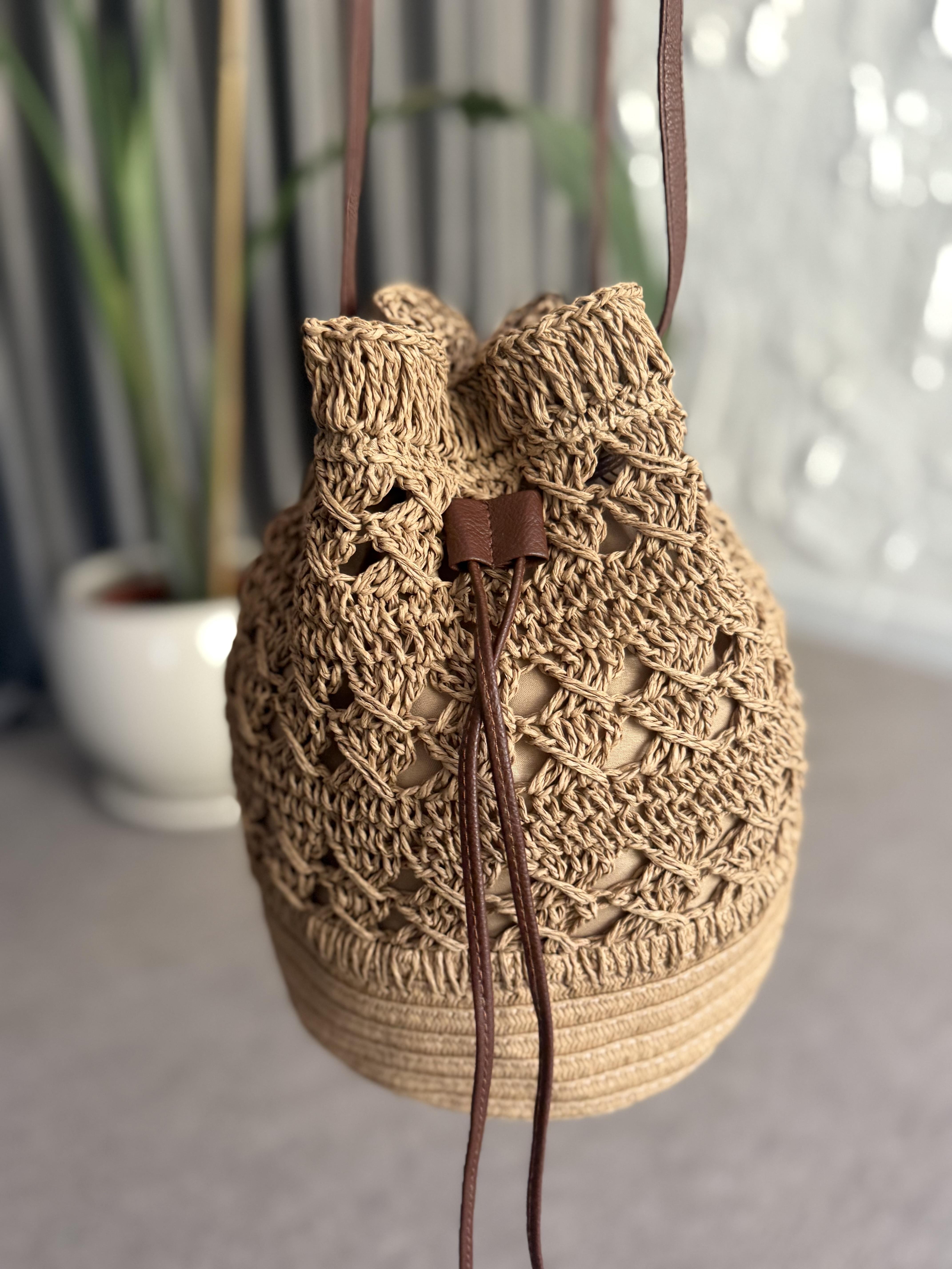 Hasır El Örgüsü Bucket Omuz Çantası · 4