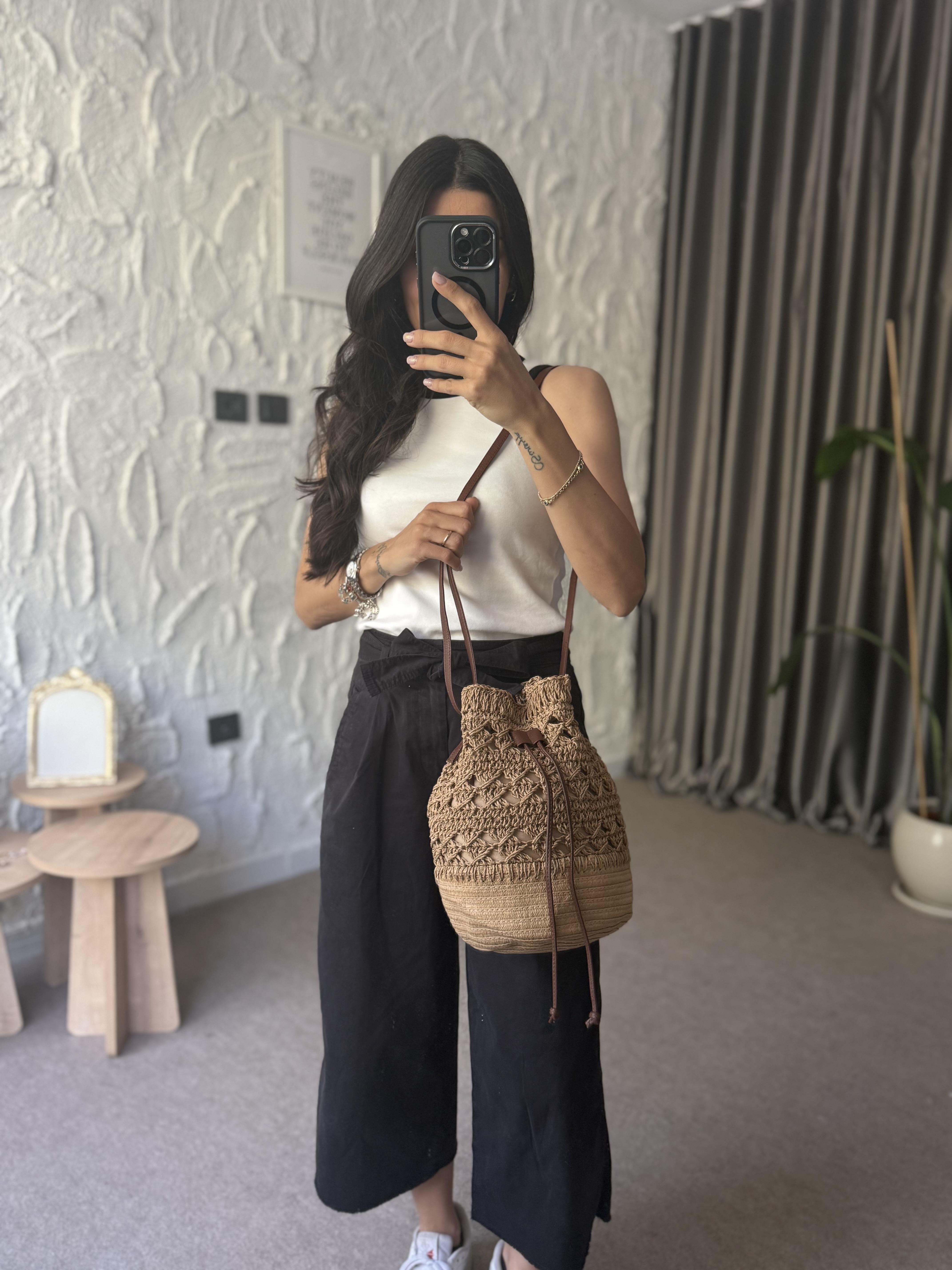 Hasır El Örgüsü Bucket Omuz Çantası · 3