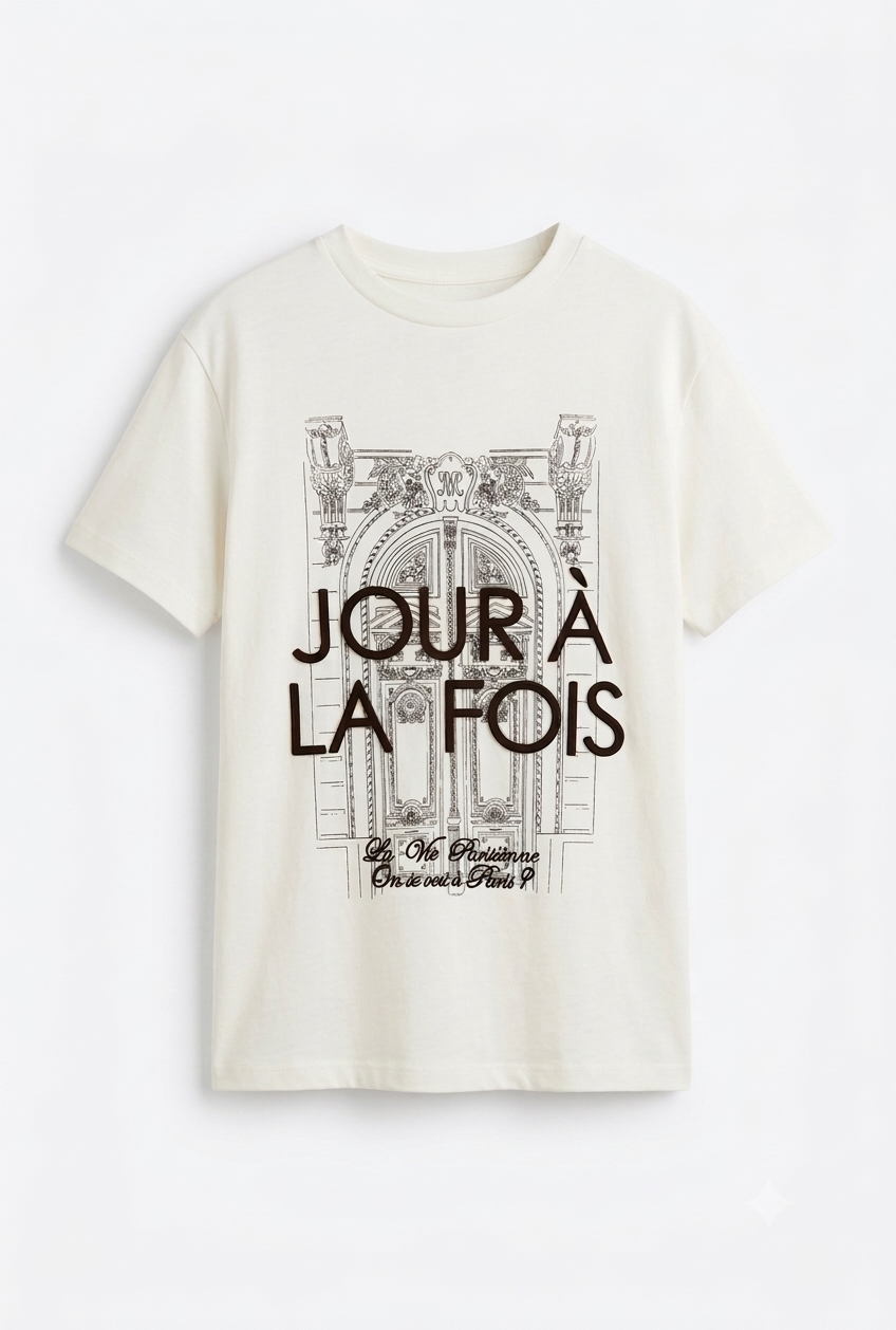 Jour A La Fois Nakışlı Kahve Ekru Tshirt