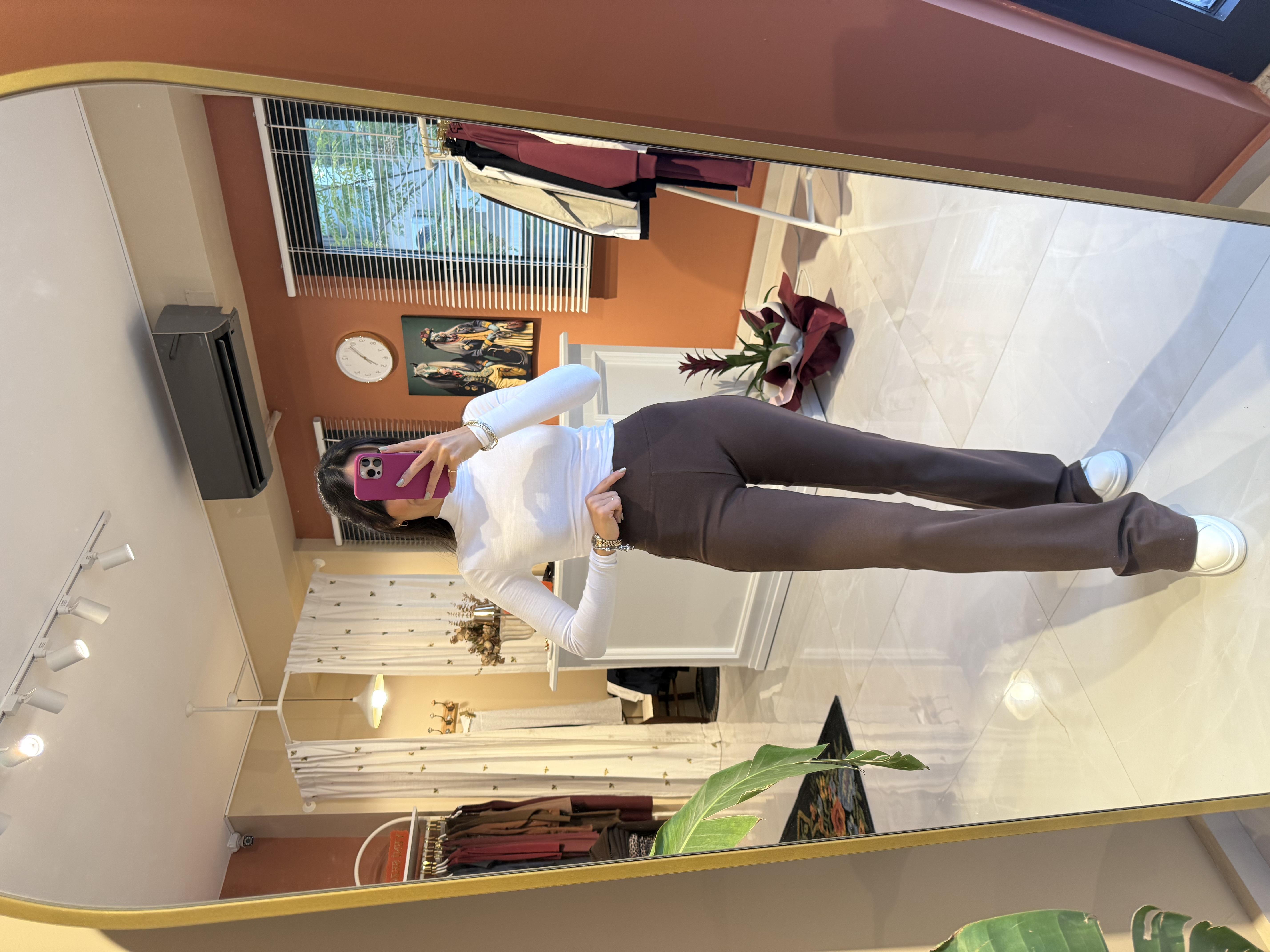 Kemer Detaylı İspanyol Tayt Pantolon - Kahverengi