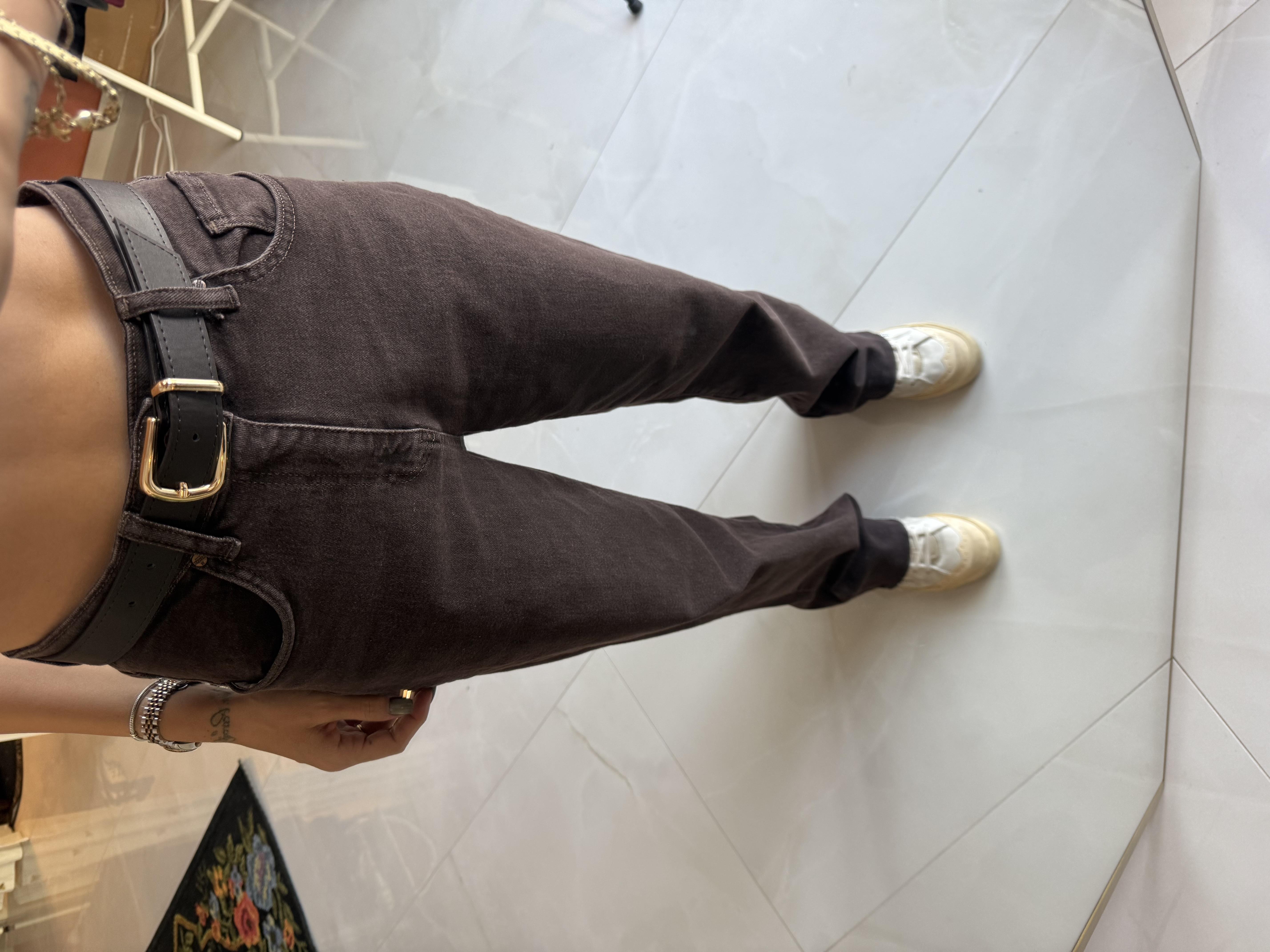 Kemerli Paça Kesimli Kahverengi Pantolon · 4