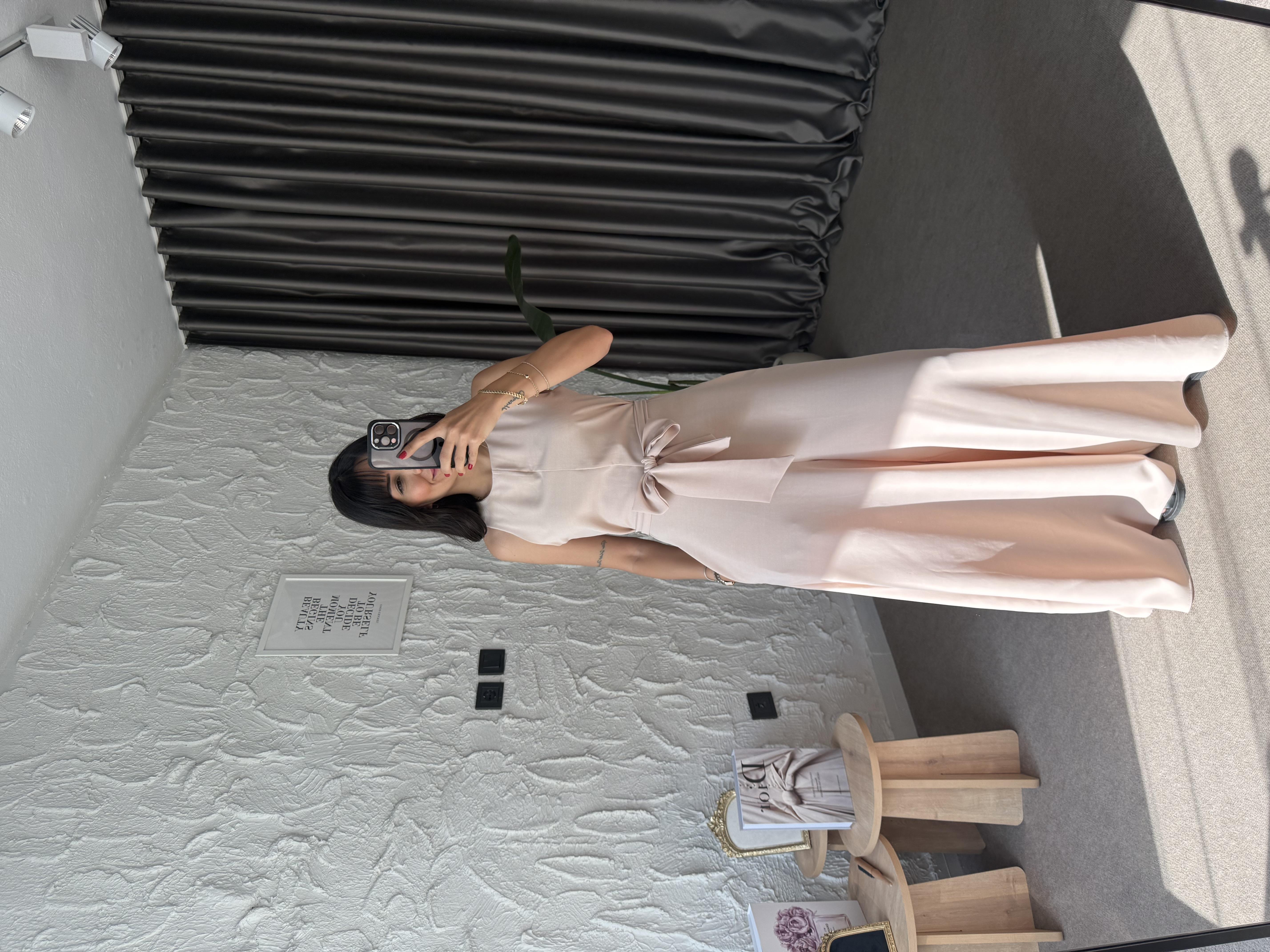 Kolsuz Bol Paça Tulum - Bej 