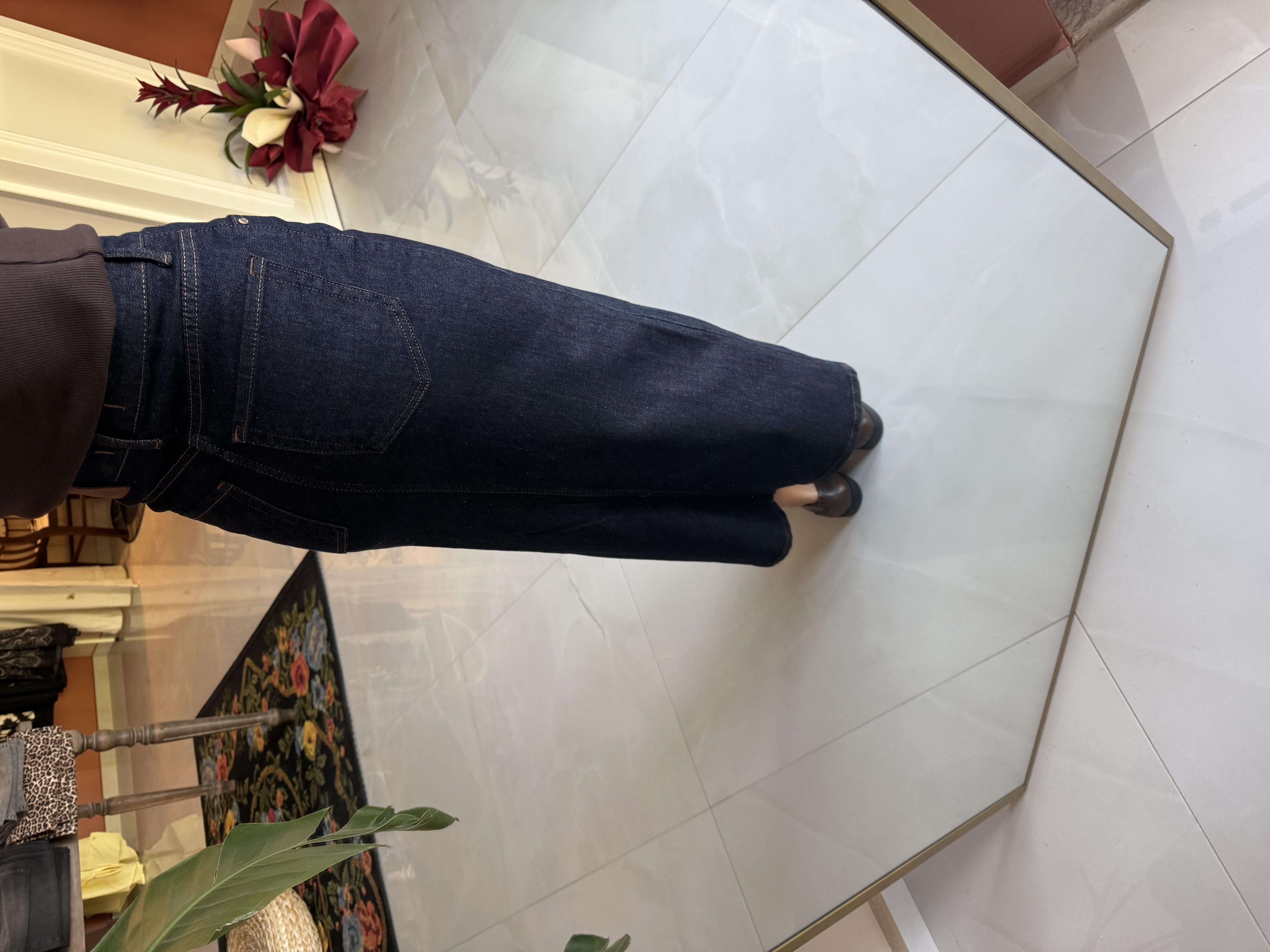 Koyu Mavi Önden Yırtmaçlı Jean Midi Etek · 5